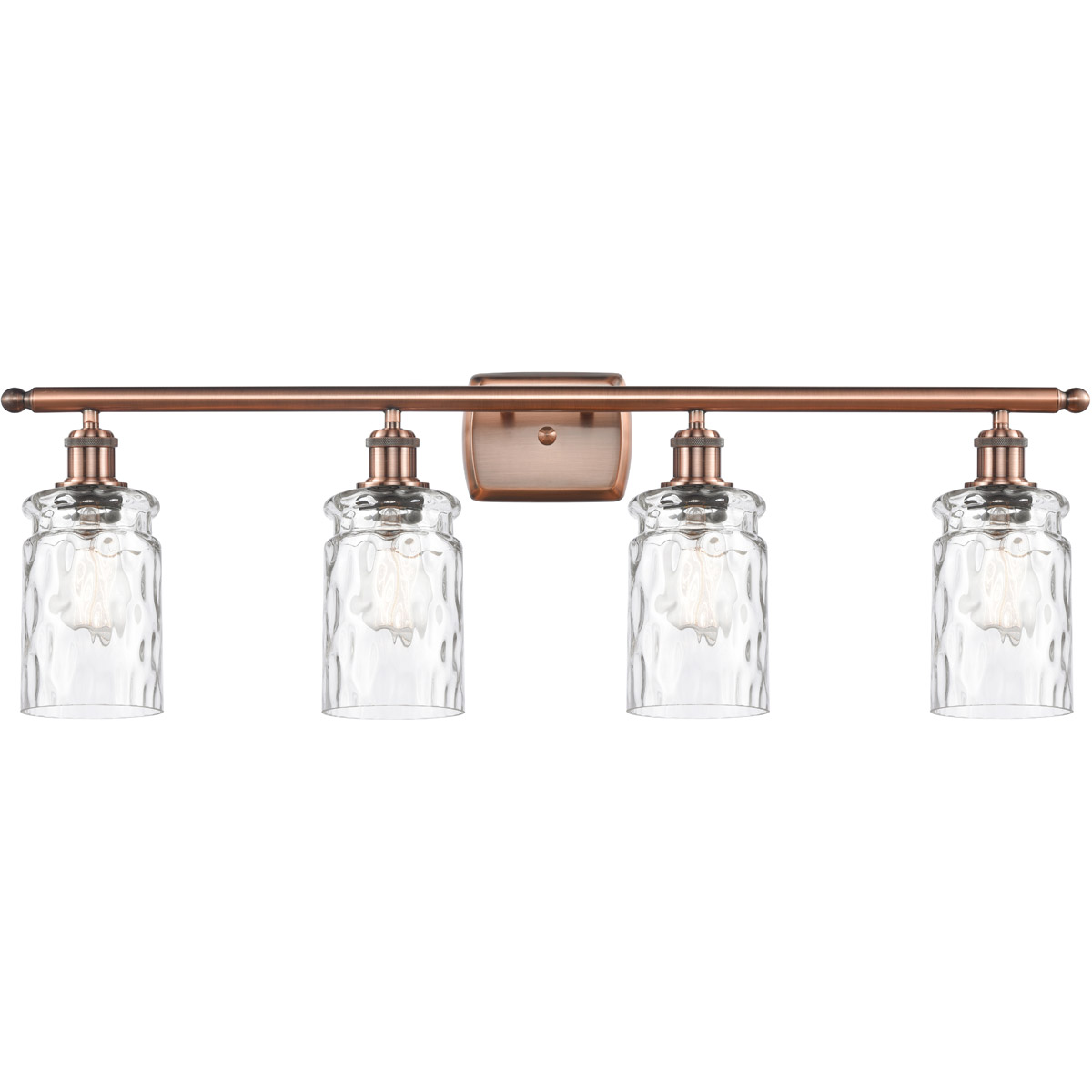 Ballston Candor 4 Light 36 inch Antique Copper Bath Vanity Light Wall Light in Clear Waterglass, Ballston