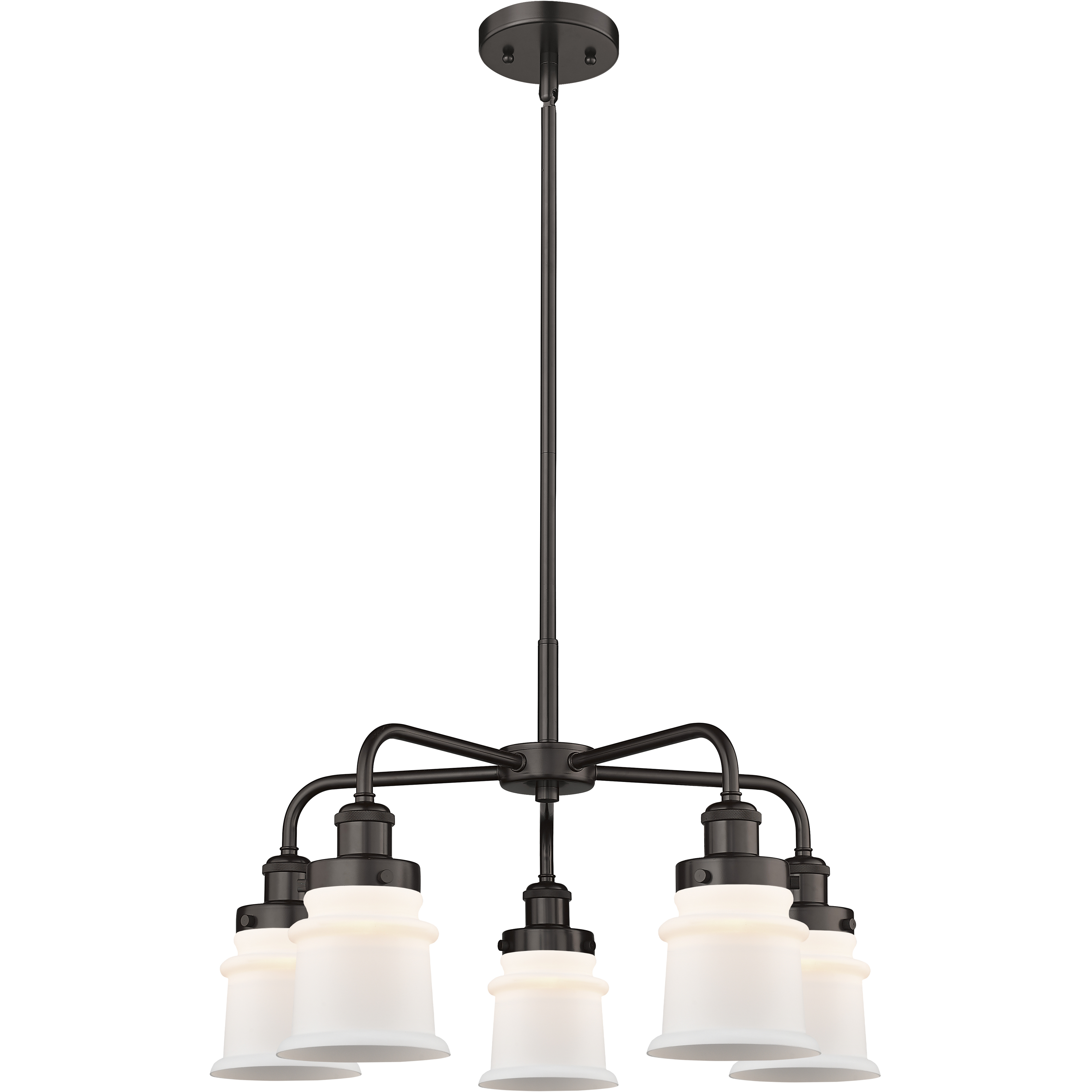 Canton 5 Light 23.25 inch Oil Rubbed Bronze Chandelier Ceiling Light in Matte White Glass