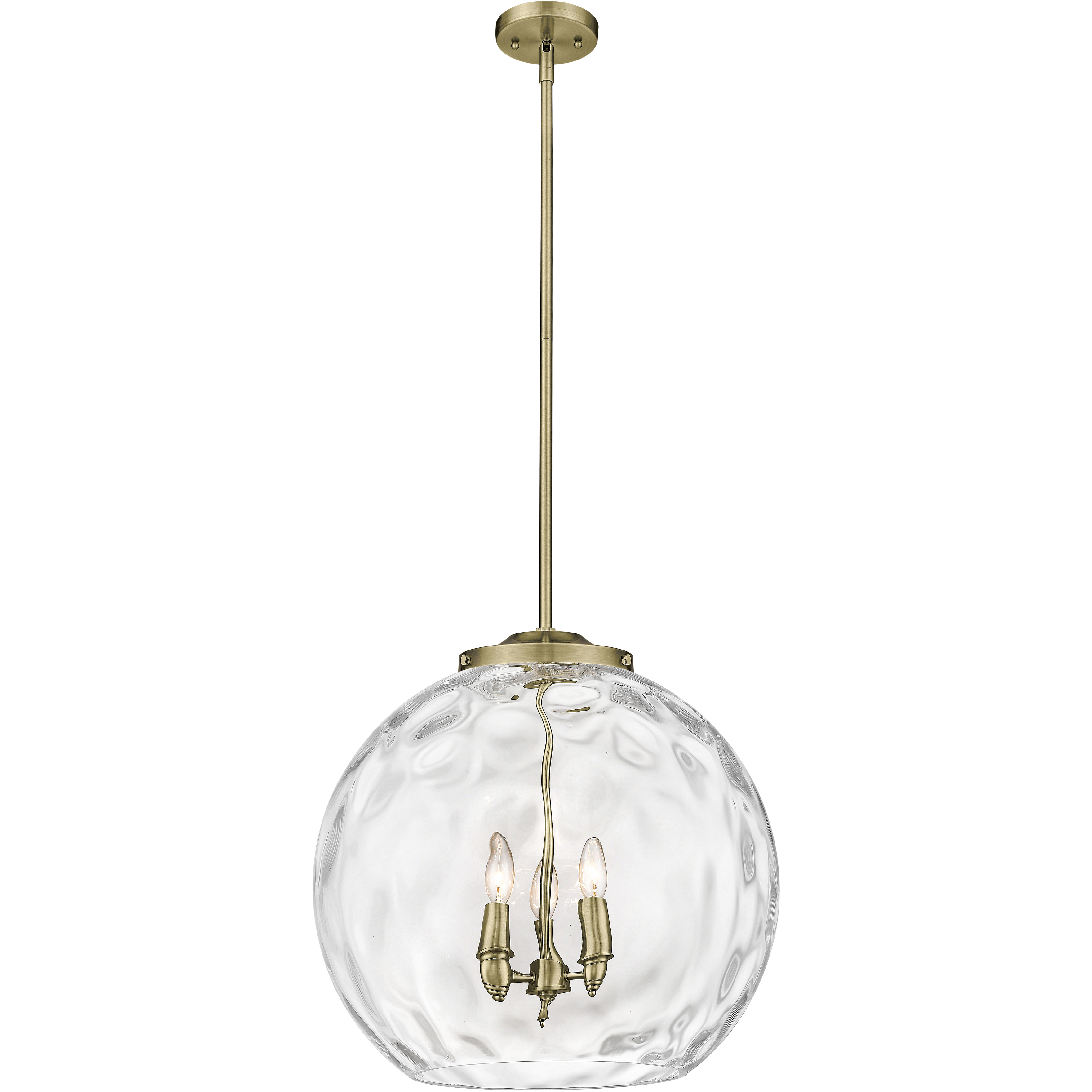 Ballston Athens Water Glass 3 Light 17.88 inch Antique Brass Statement Pendant Ceiling Light in Incandescent
