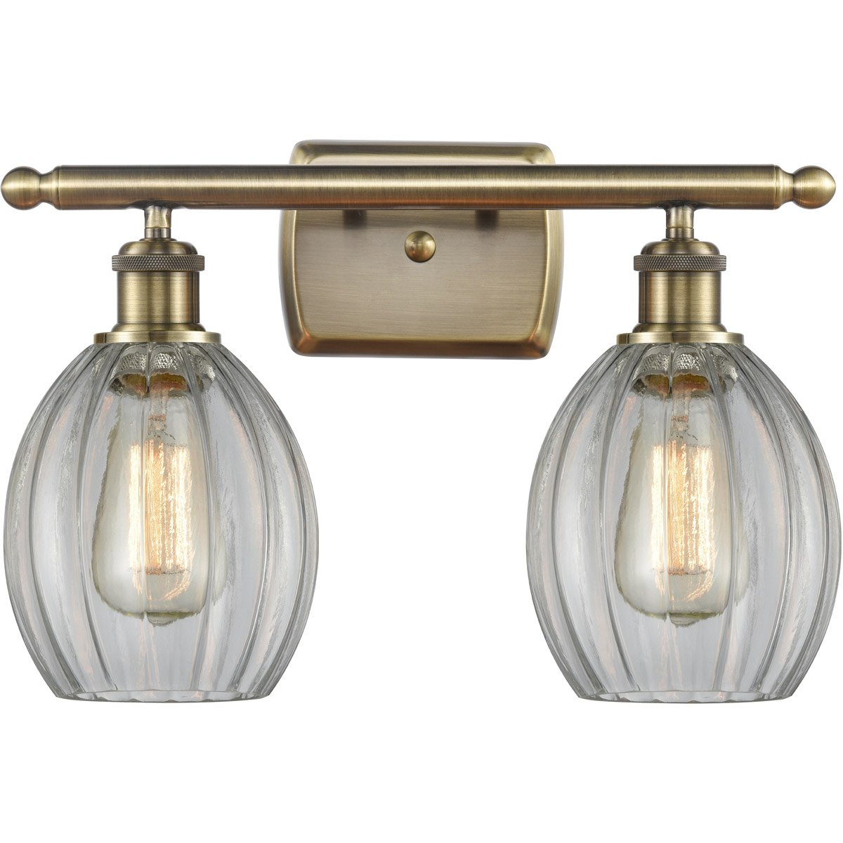 Ballston Eaton 2 Light 16 inch Antique Brass Bath Vanity Light Wall Light in Incandescent, Clear Glass, Ballston