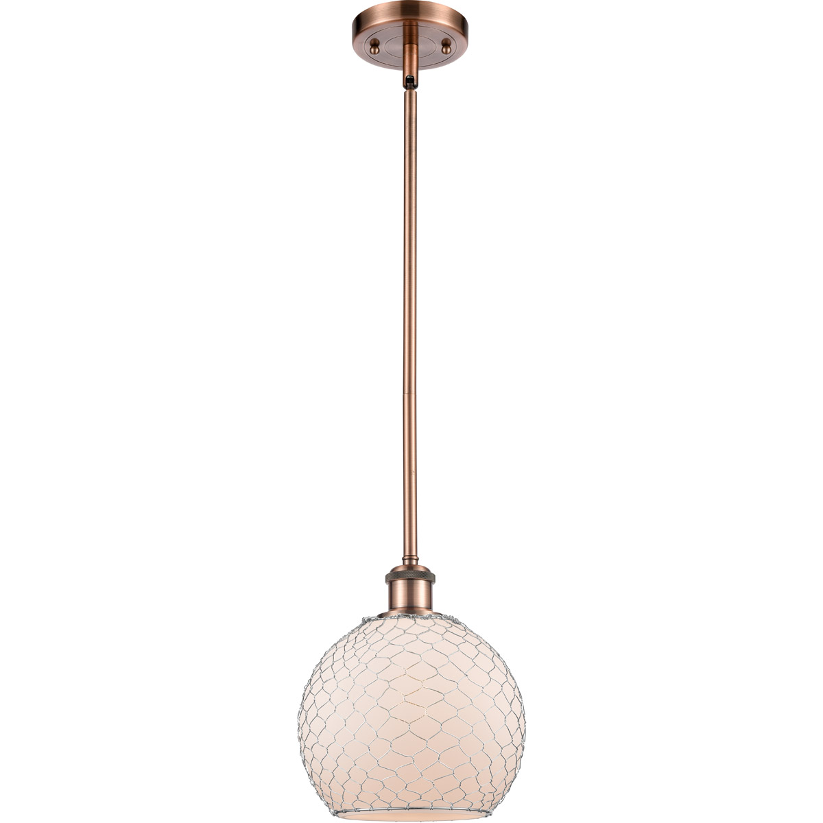 Ballston Farmhouse Chicken Wire 1 Light 8 inch Antique Copper Pendant Ceiling Light, Ballston