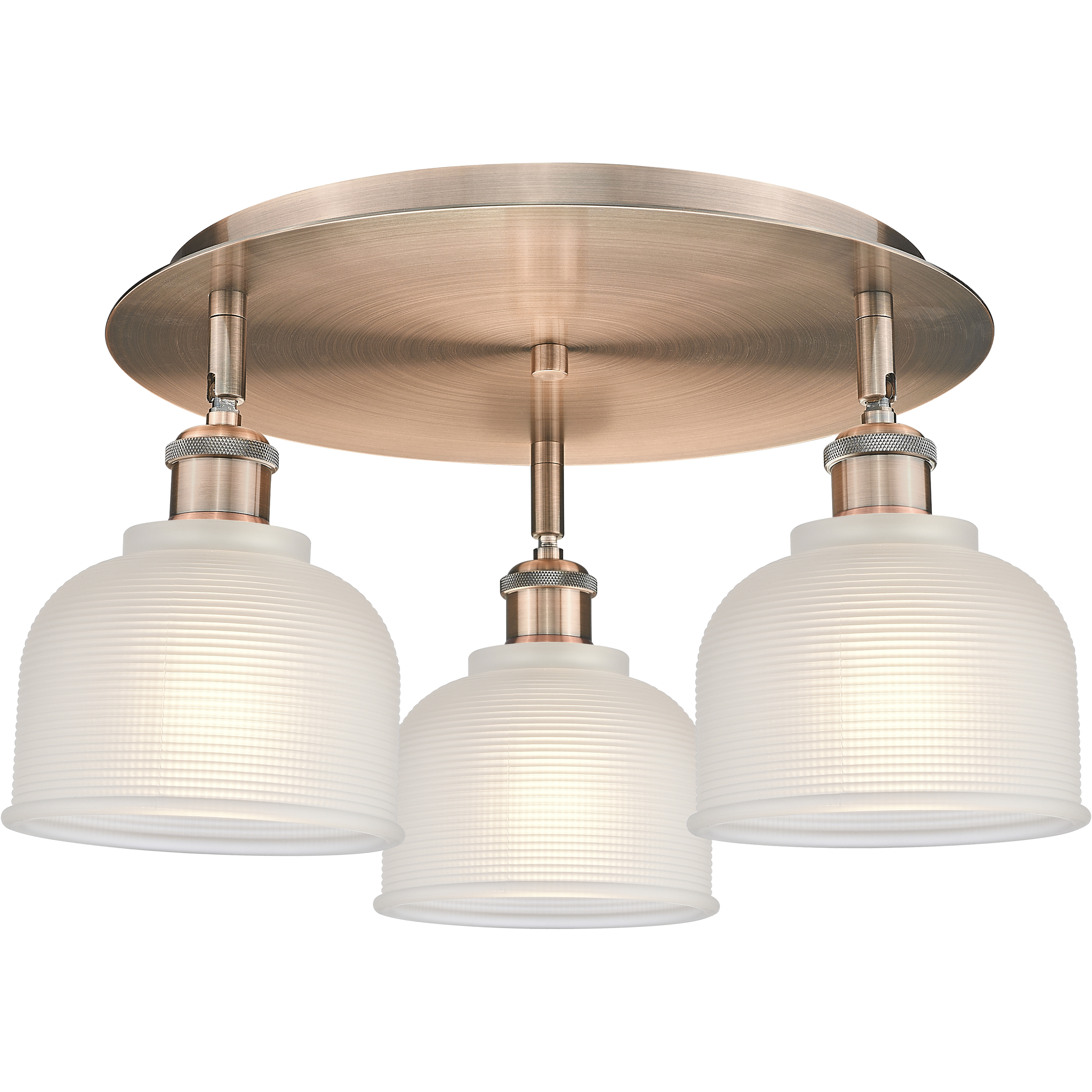 Dayton 3 Light 17.25 inch Antique Copper Flush Mount Ceiling Light in White