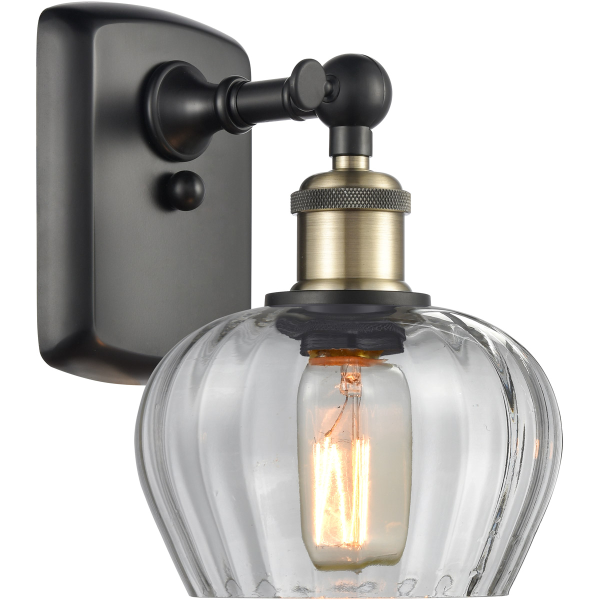 Ballston Fenton 1 Light 7 inch Black Antique Brass Sconce Wall Light in Clear Glass, Ballston