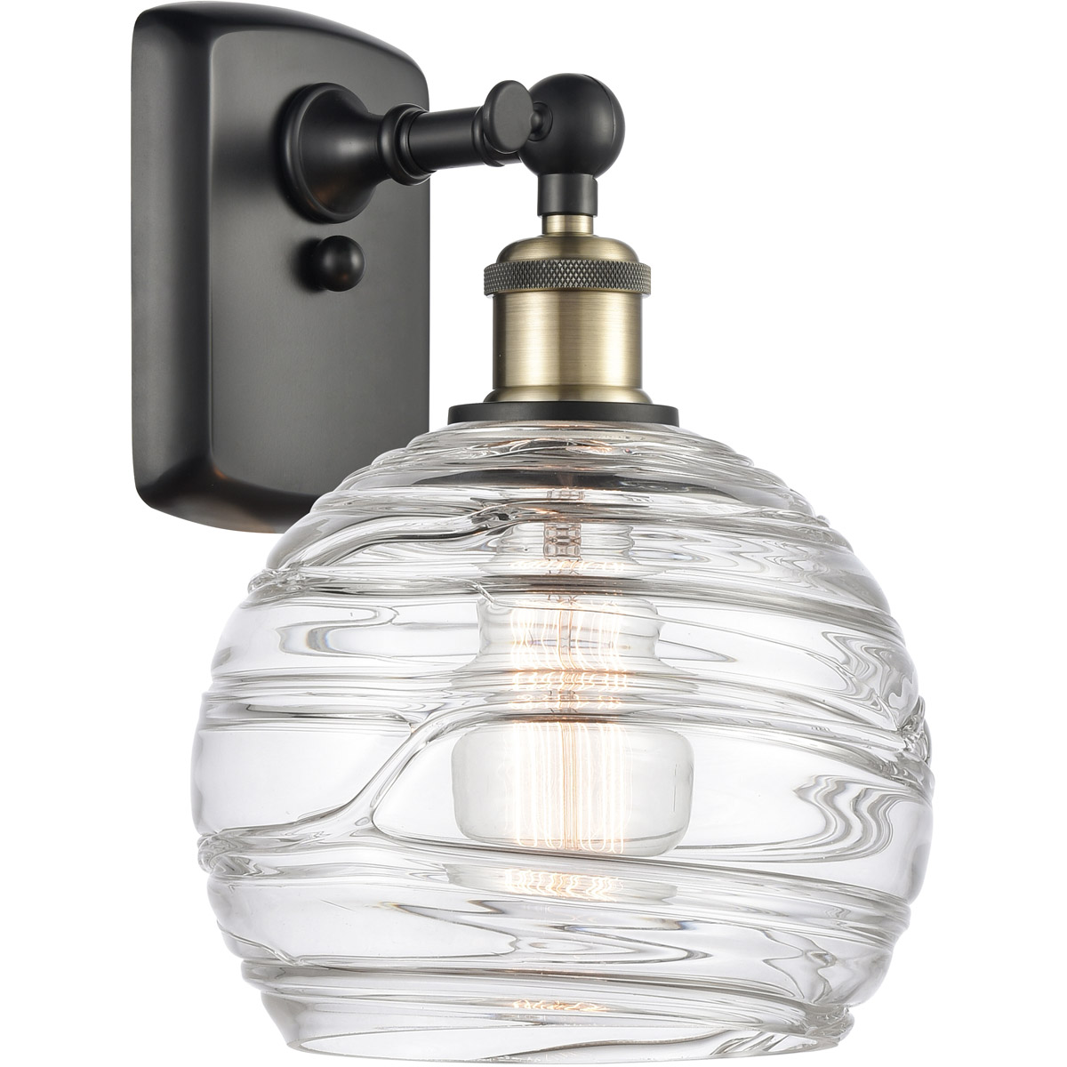 Ballston Deco Swirl 1 Light 8 inch Black Antique Brass Sconce Wall Light, Ballston
