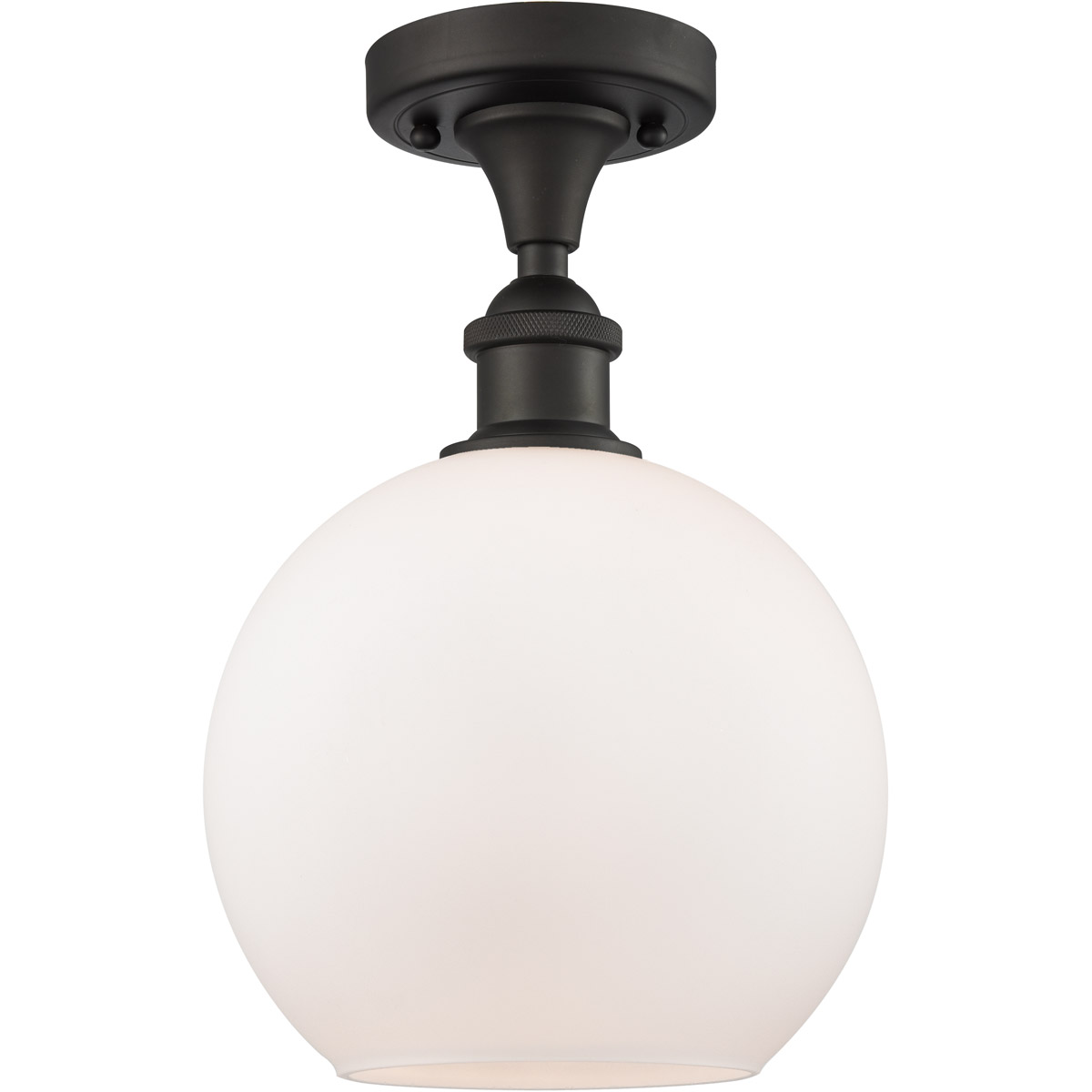 Ballston Athens LED 8 inch Oil Rubbed Bronze Semi-Flush Mount Ceiling Light in Matte White Glass, Ballston