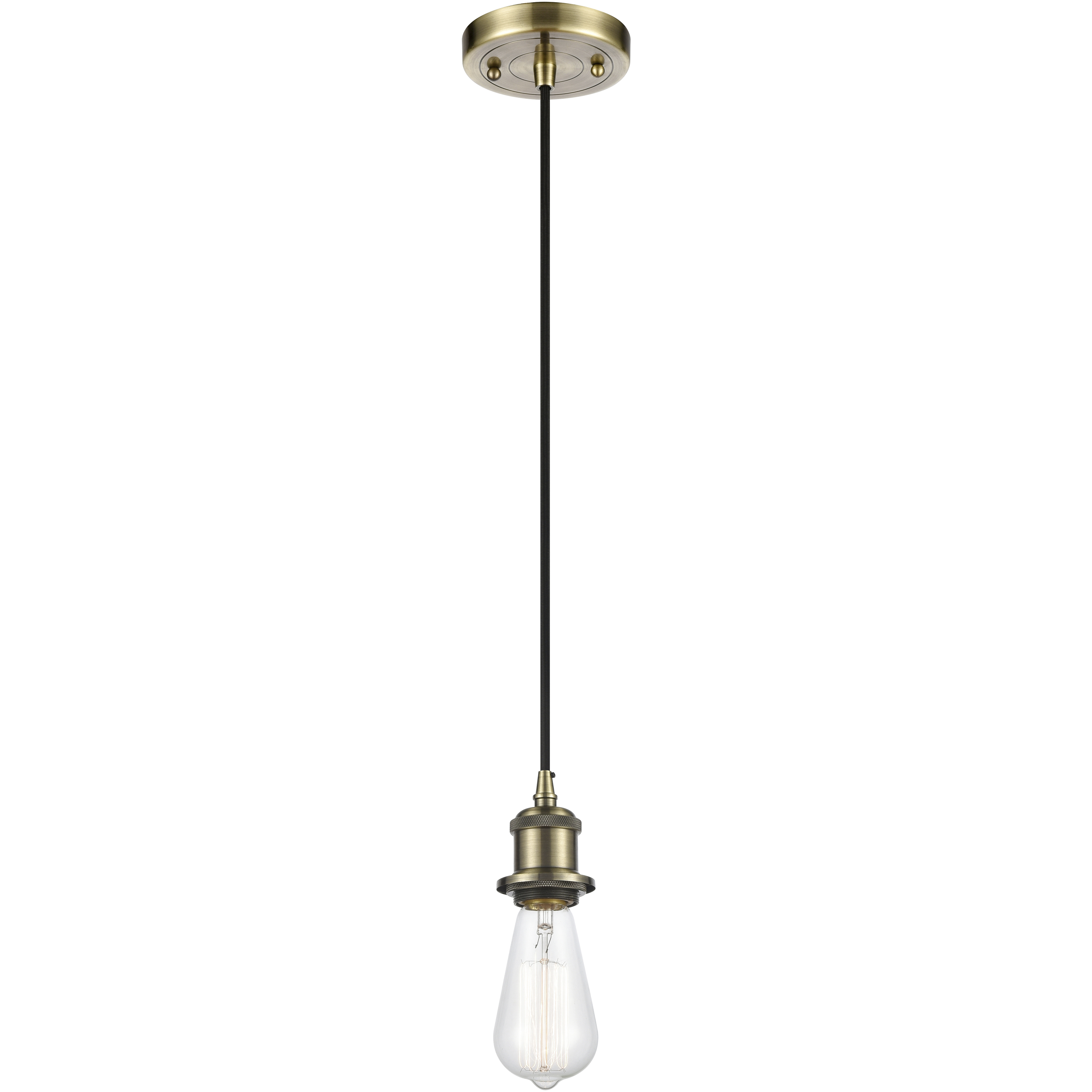 Ballston Bare Bulb 1 Light 5 inch Antique Brass Mini Pendant Ceiling Light in Incandescent, No Shade, Ballston