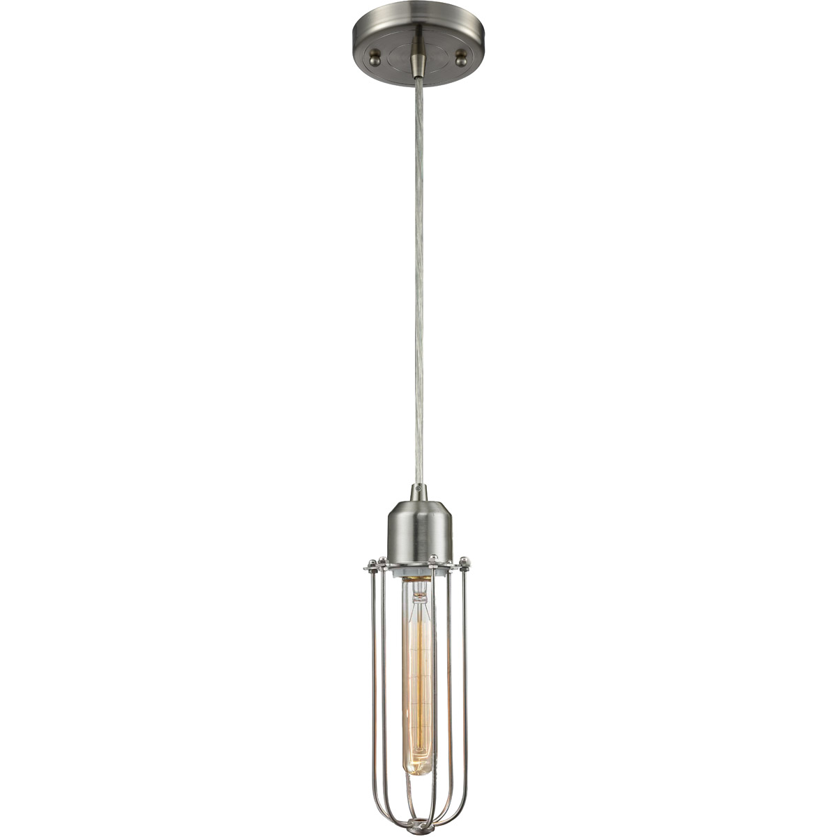 Austere Muselet LED 5 inch Brushed Satin Nickel Mini Pendant Ceiling Light, Austere