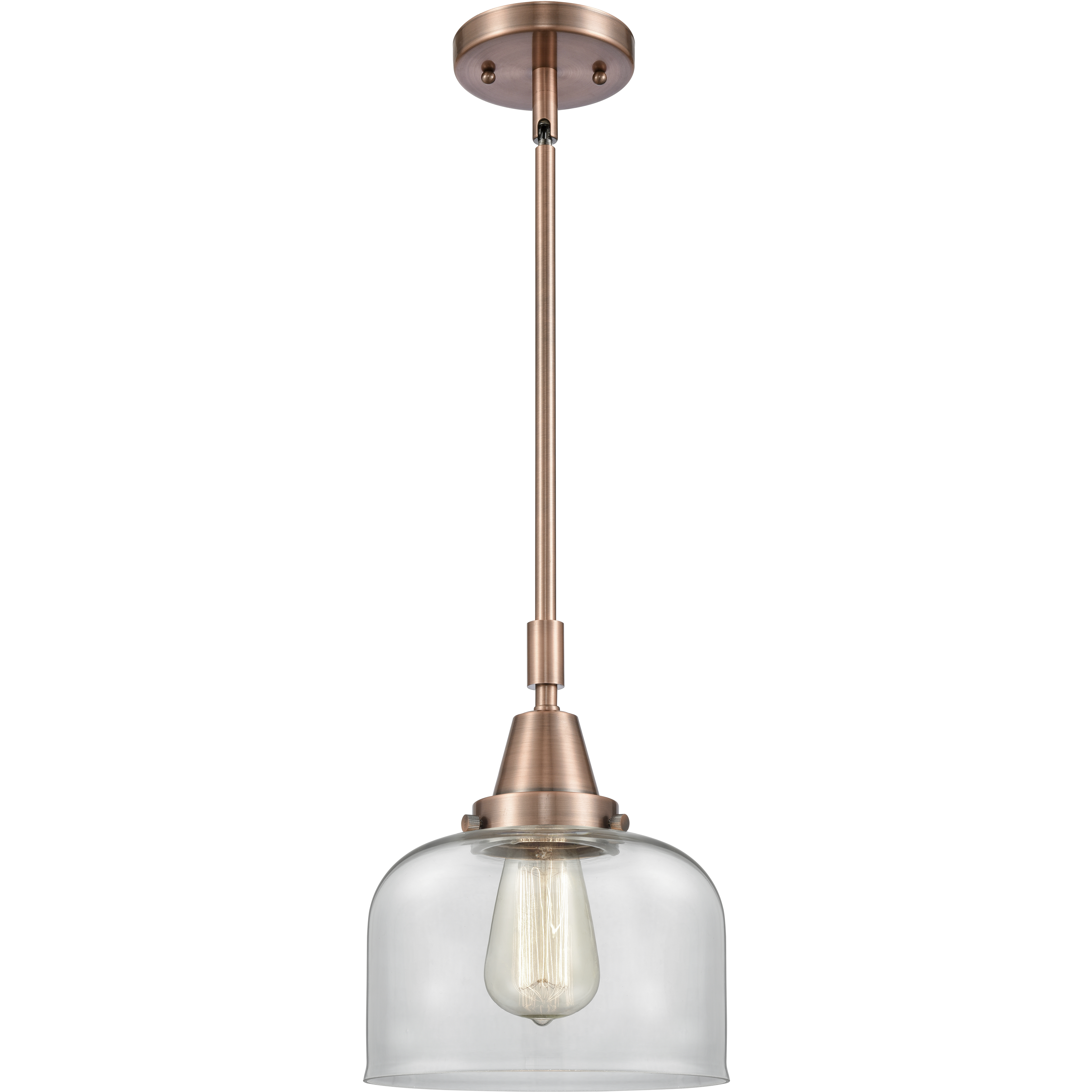 Franklin Restoration Large Bell 1 Light 8 inch Antique Copper Mini Pendant Ceiling Light in Clear Glass