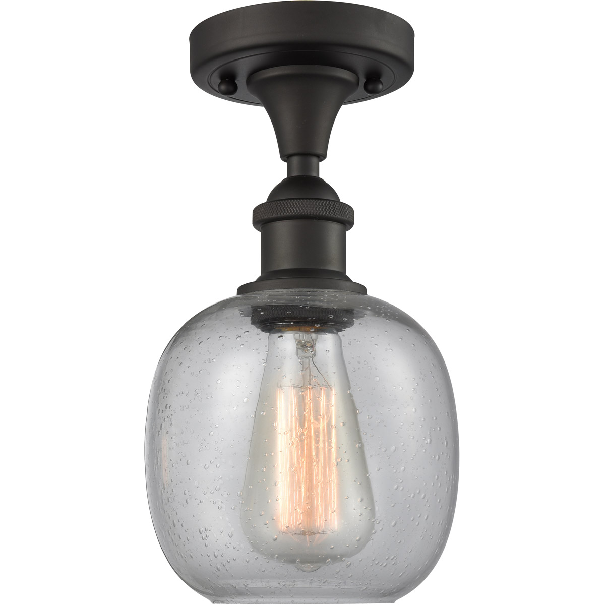 Ballston Belfast 1 Light 6 inch Oil Rubbed Bronze Semi-Flush Mount Ceiling Light in Seedy Glass, Ballston