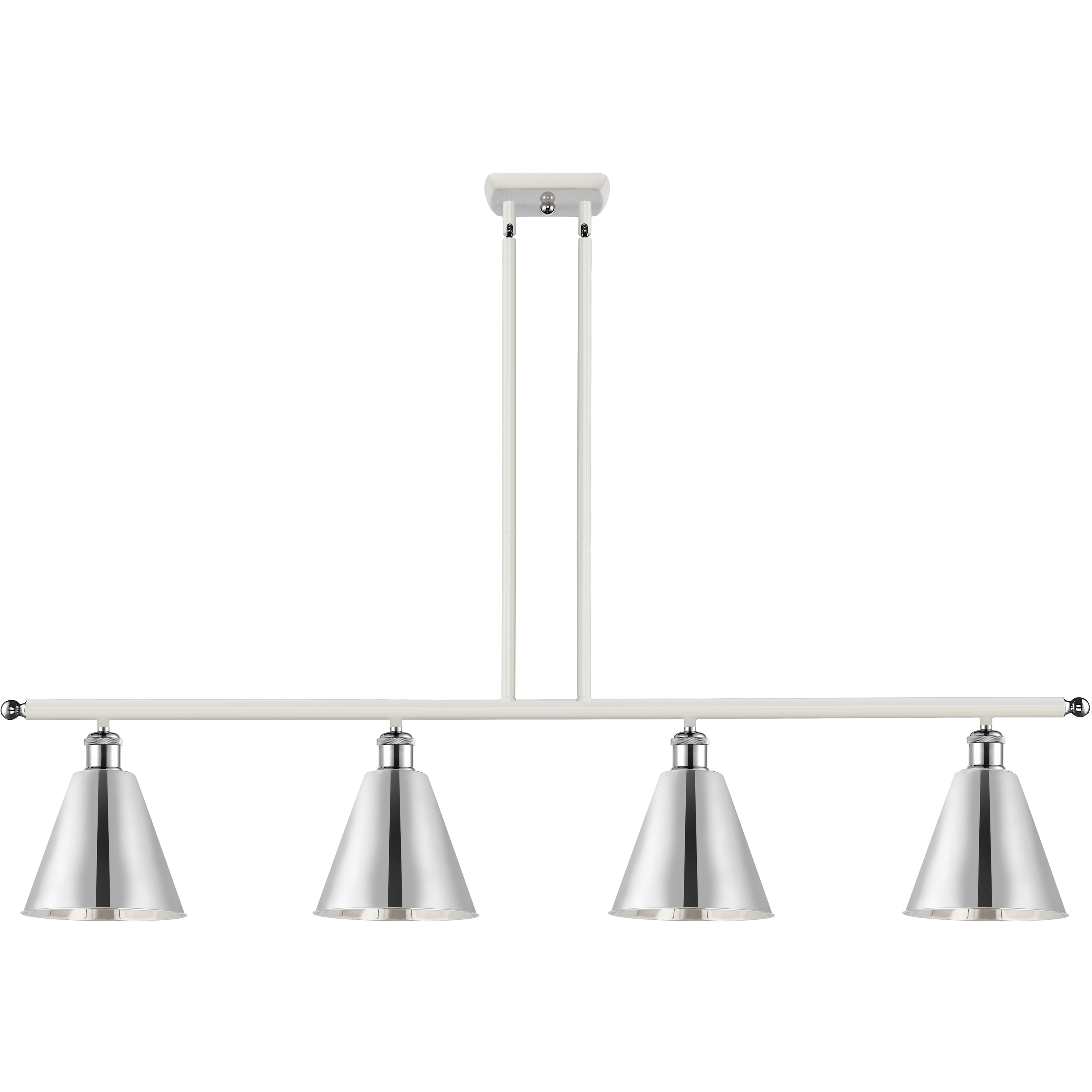 Ballston Cone 4 Light 48 inch White and Polished Chrome Island Light Ceiling Light