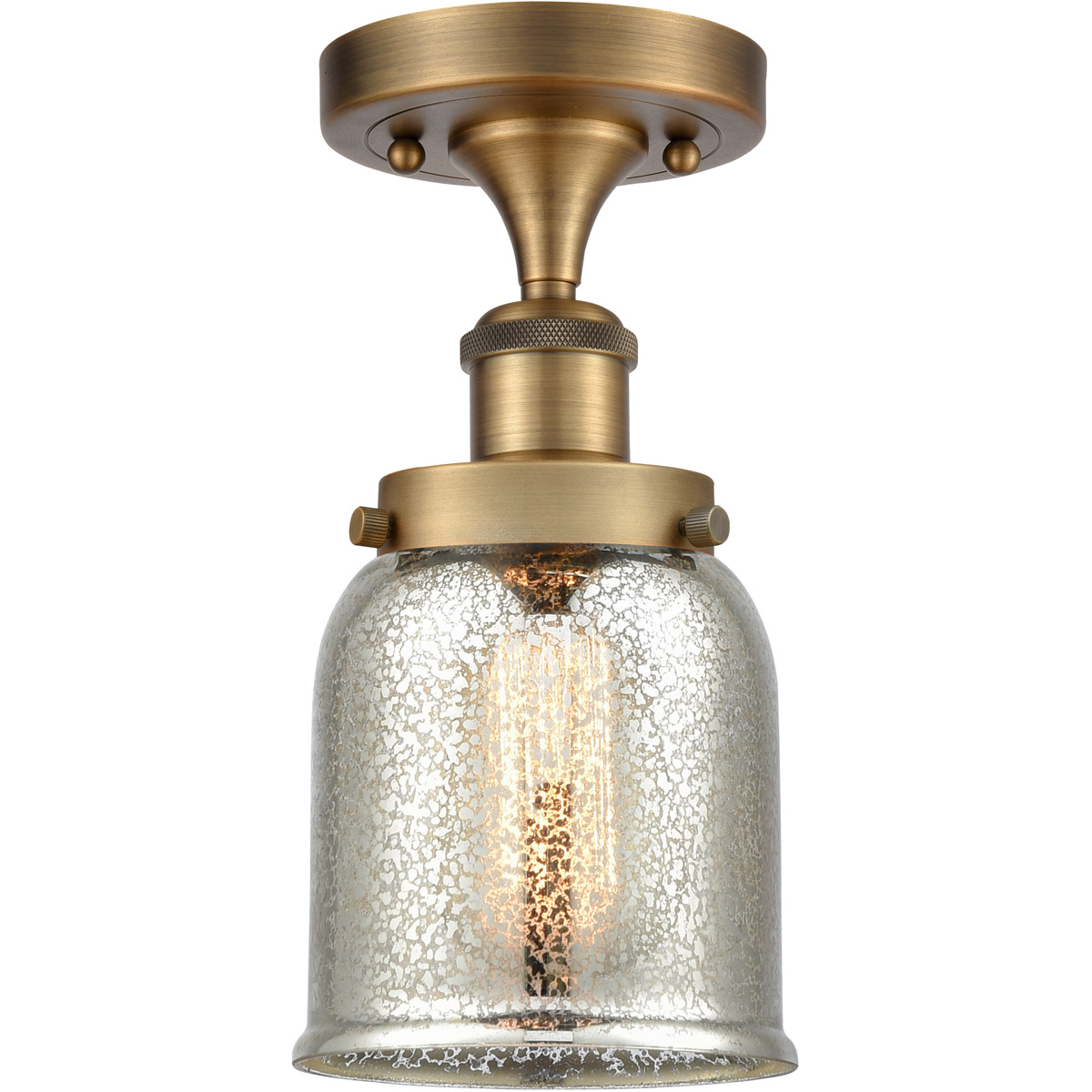Ballston Bell 1 Light 5 inch Brushed Brass Semi-Flush Mount Ceiling Light, Small Bell