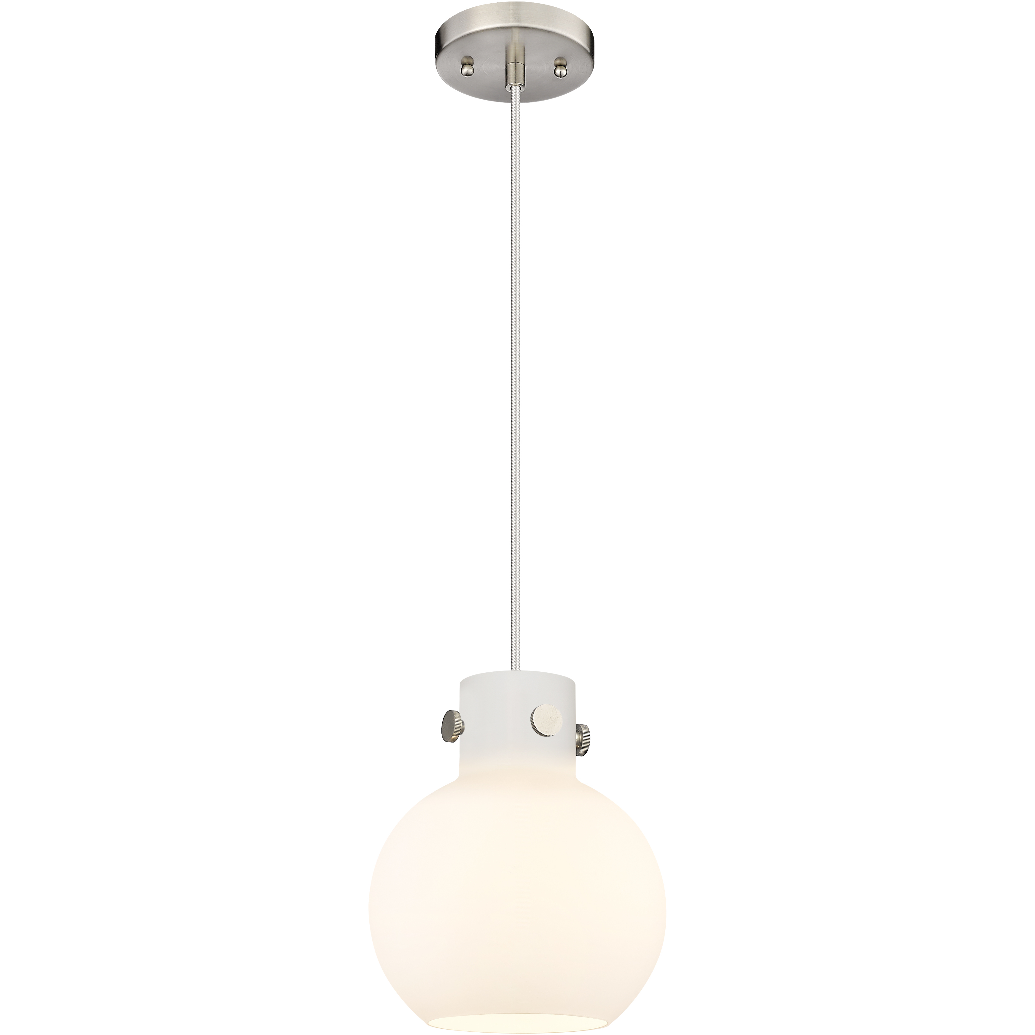 Downtown Urban Newton Sphere 1 Light 8 inch Satin Nickel Mini Pendant Ceiling Light in Matte White