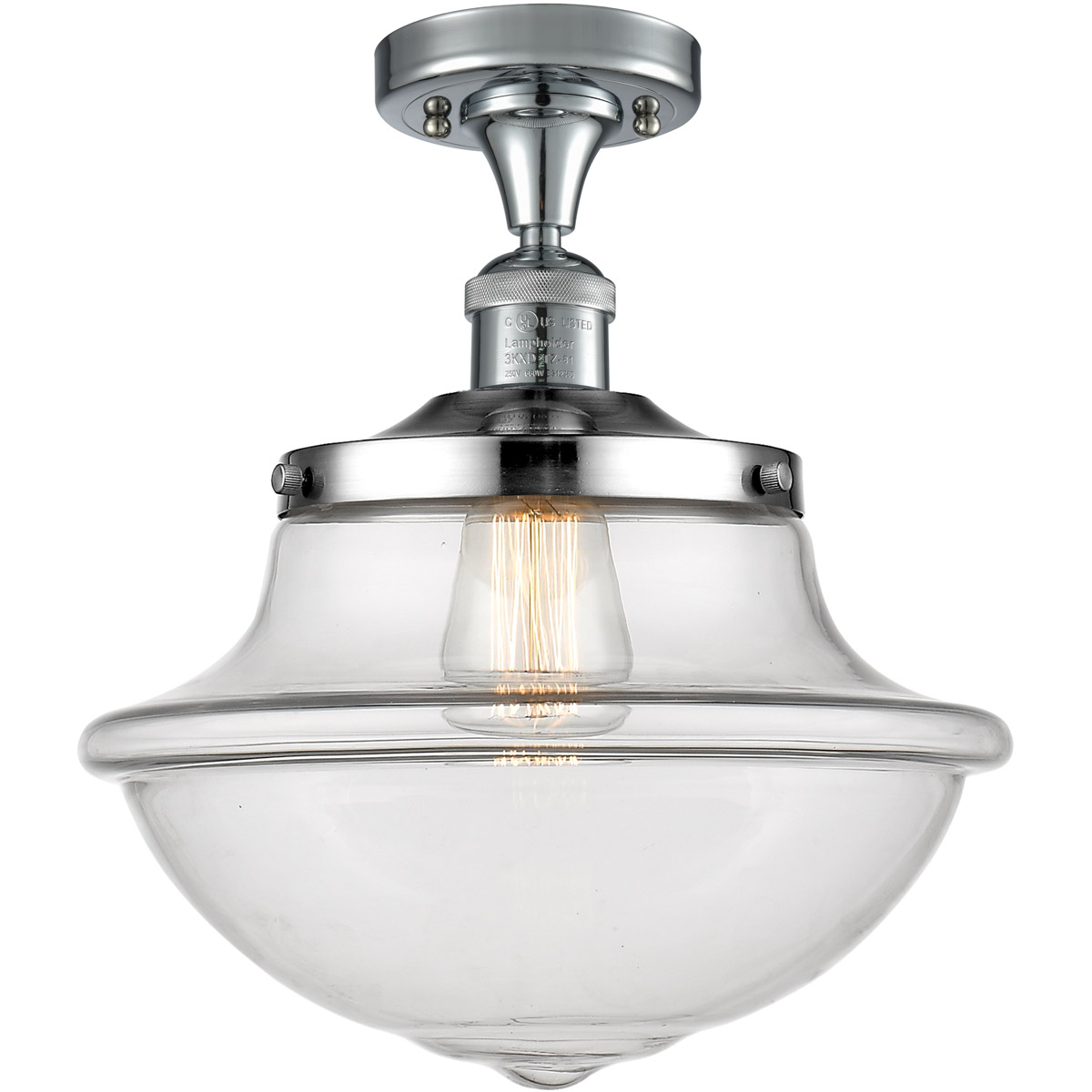 Franklin Restoration Large Oxford LED 12 inch Polished Chrome Semi-Flush Mount Ceiling Light, Franklin Restoration