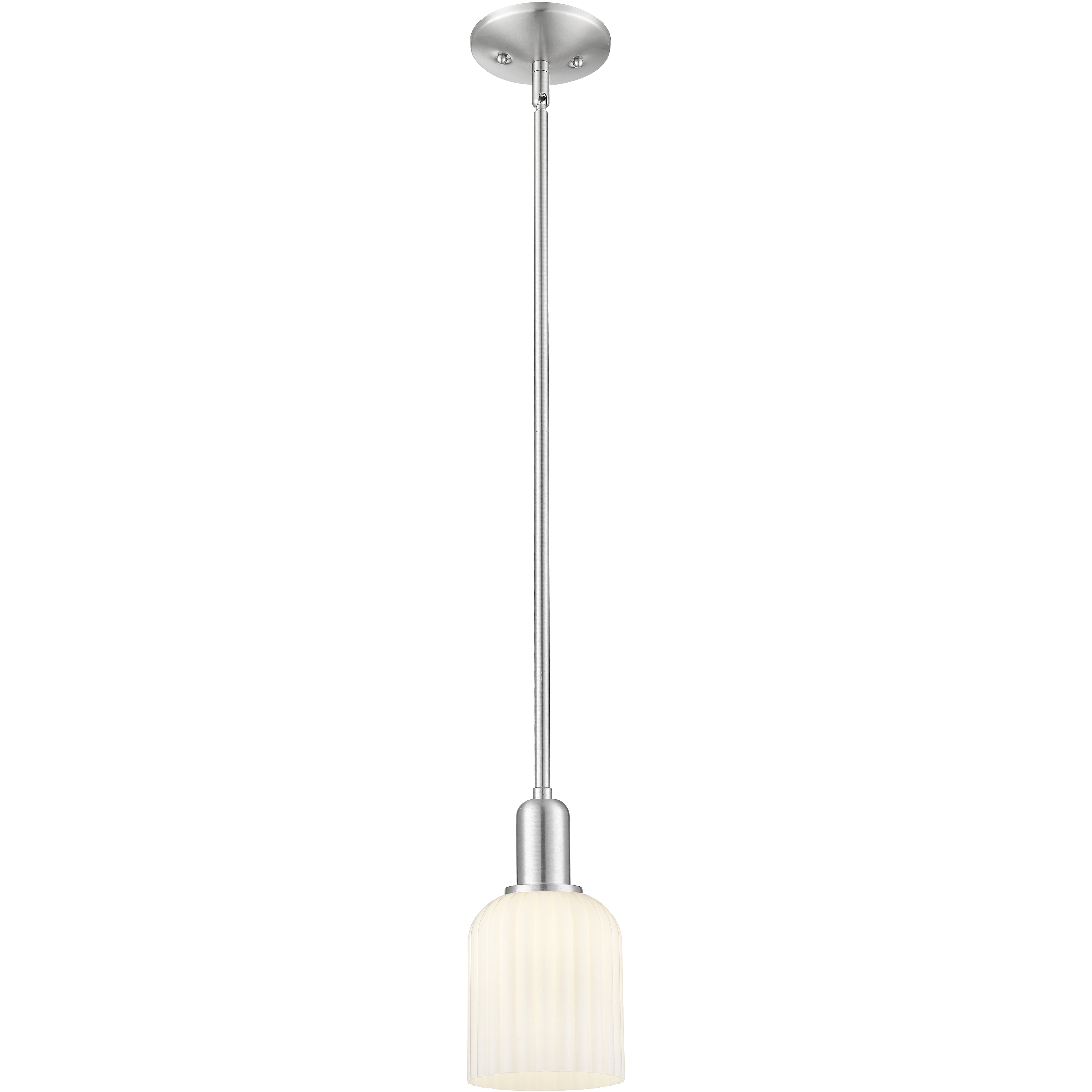 Bridal Veil 1 Light 5 inch Brushed Satin Nickel Mini Pendant Ceiling Light in Gloss White Glass
