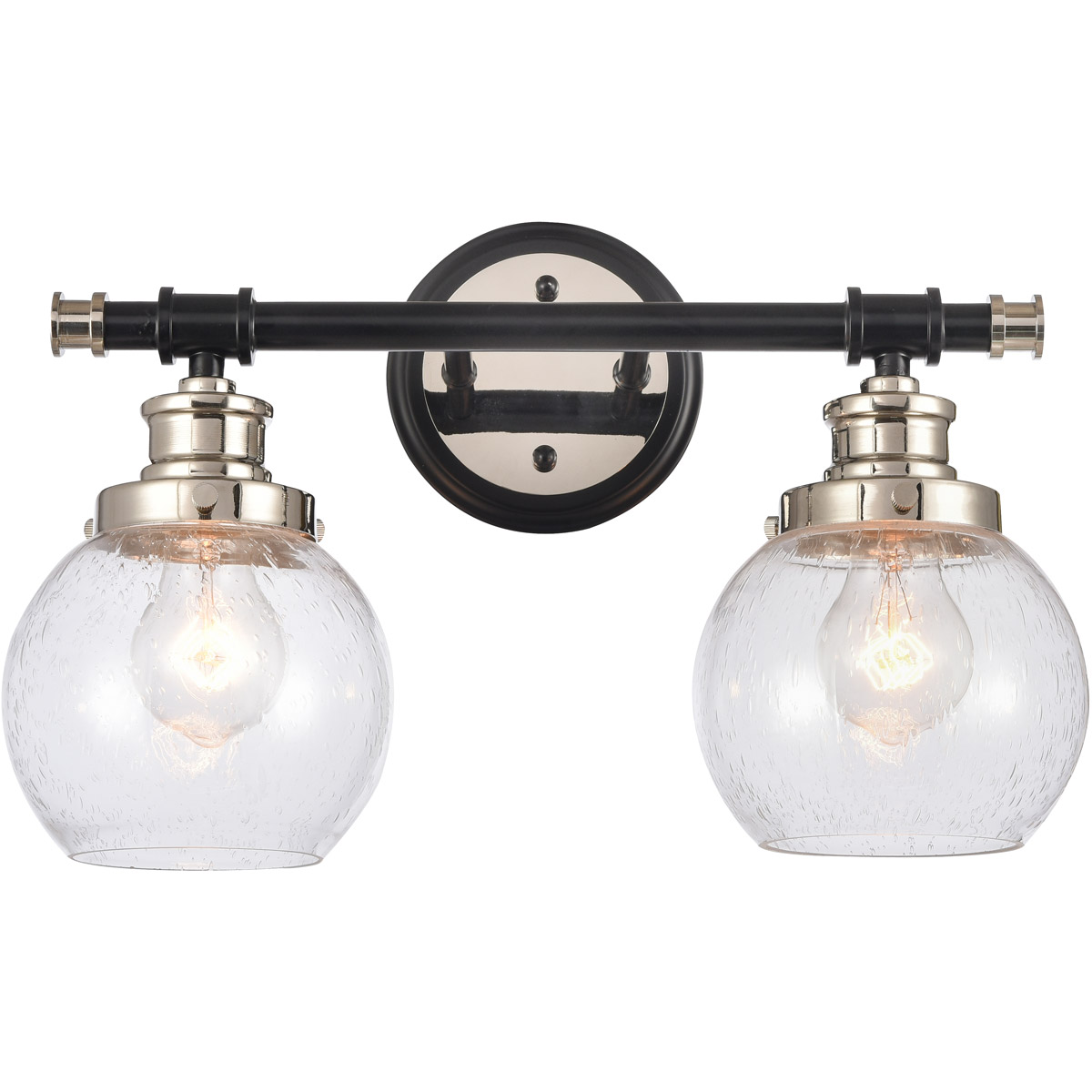 Saybrook LED 16.25 inch Black Polished Nickel Bath Vanity Light Wall Light in Seedy Glass