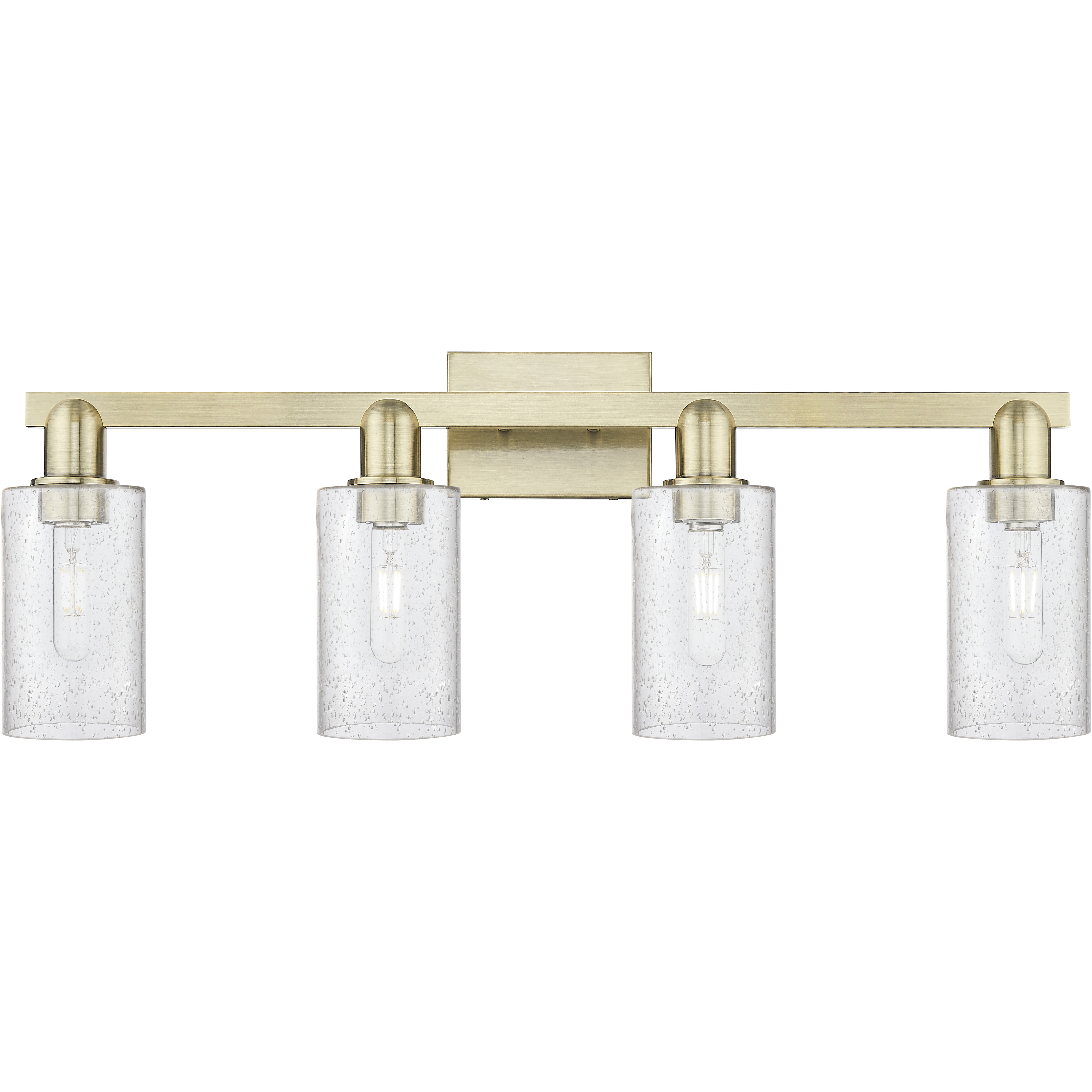 Arcadia Clymer 4 Light 30.88 inch Antique Brass Bath Vanity Light Wall Light in Seedy
