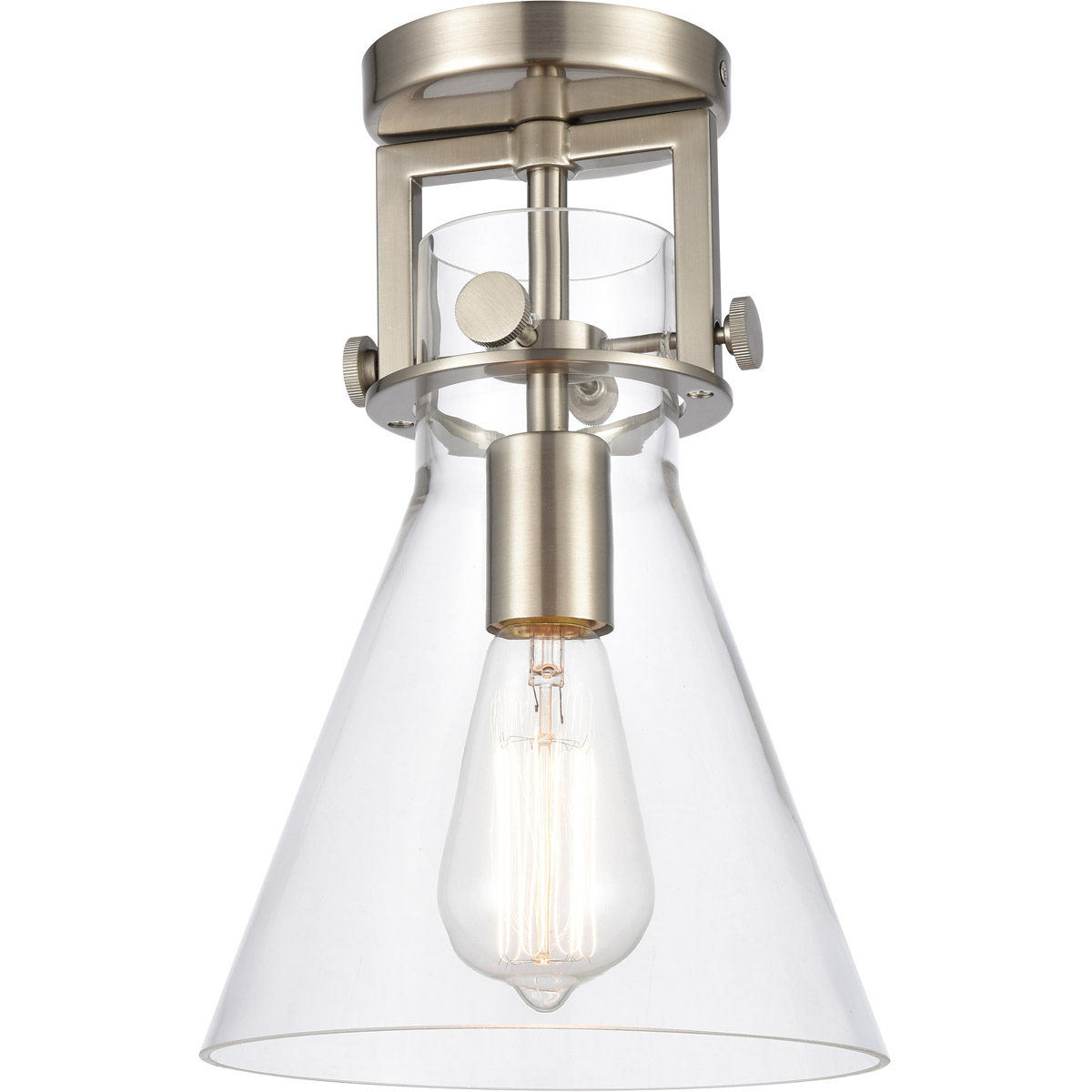 Restoration Newton LED 8 inch Brushed Satin Nickel Flush Mount Ceiling Light, Restoration