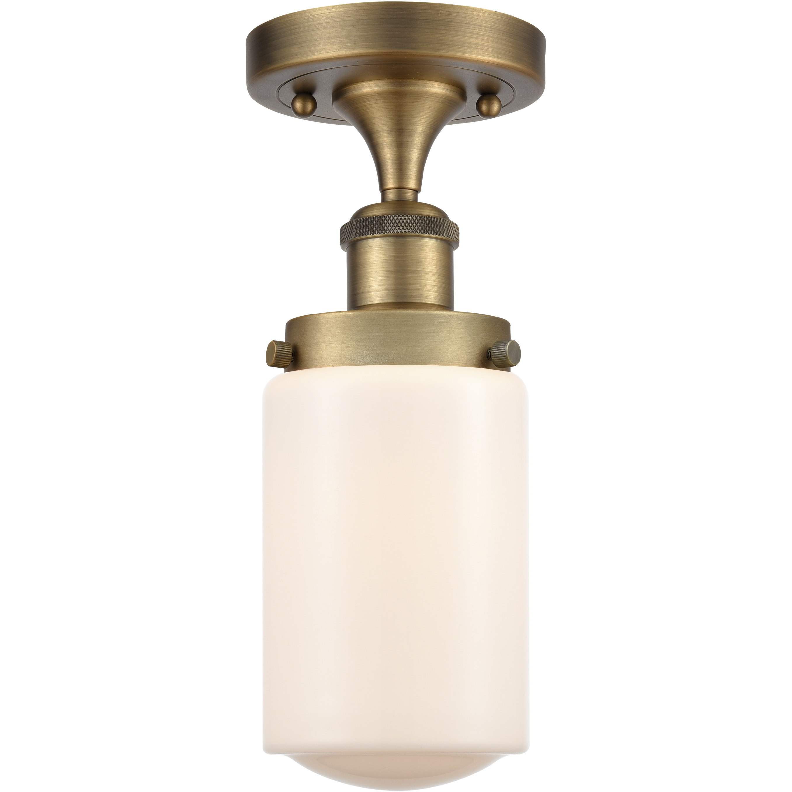 Dover 1 Light 6.5 inch Brushed Brass Semi-Flush Mount Ceiling Light in Matte White Glass