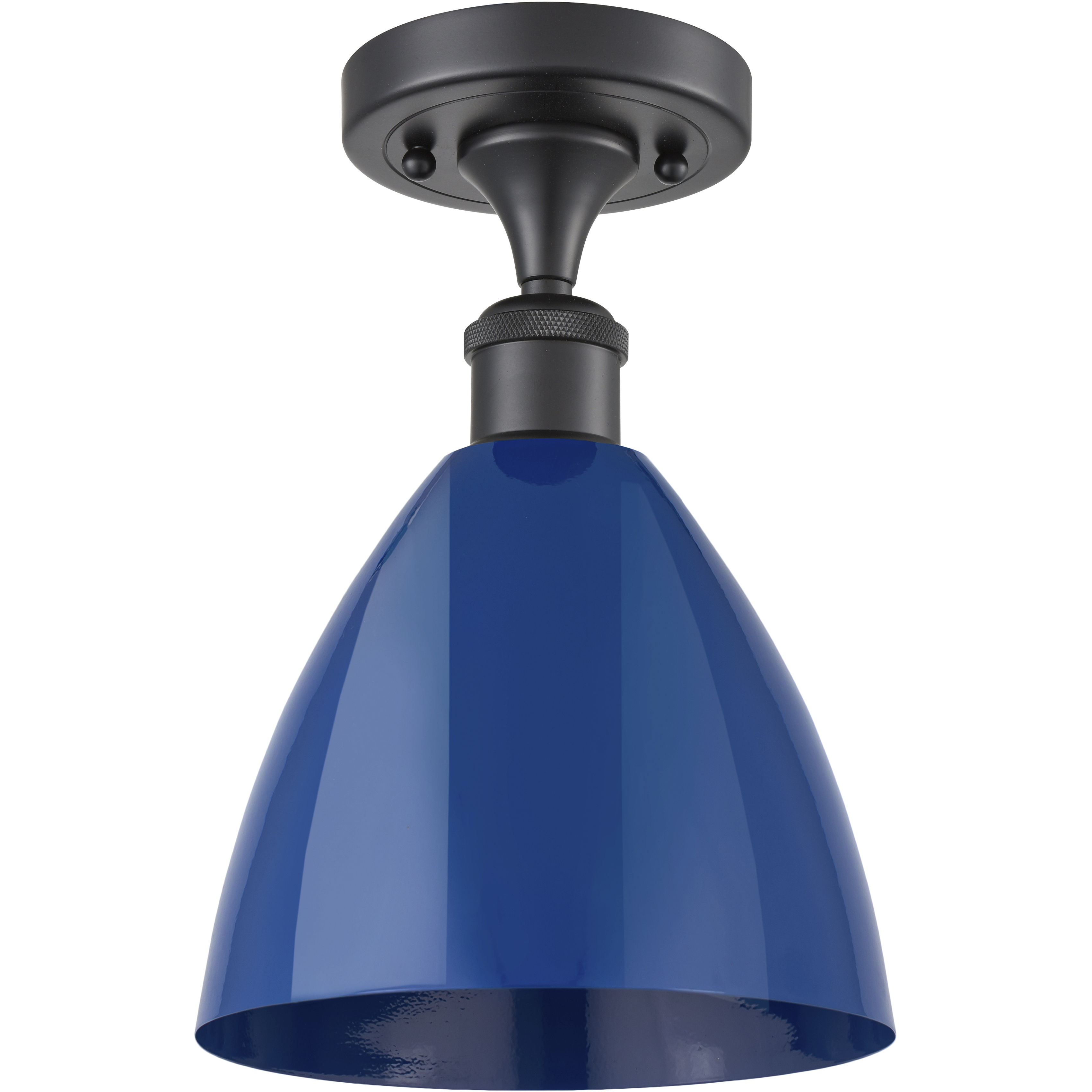 Edison Plymouth Dome 1 Light 7.5 inch Matte Black Semi-Flush Mount Ceiling Light in Blue, .95 lb