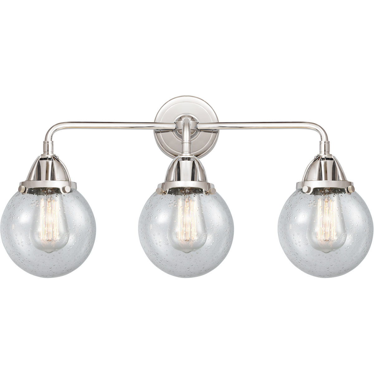 Nouveau 2 Beacon LED 24 inch Polished Chrome Bath Vanity Light Wall Light in Seedy Glass