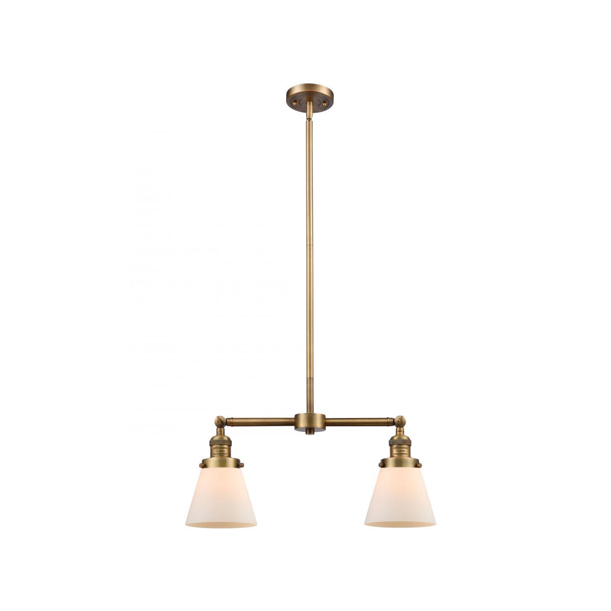 Franklin Restoration Small Cone LED 21 inch Brushed Brass Chandelier Ceiling Light in Matte White Glass, Franklin Restoration