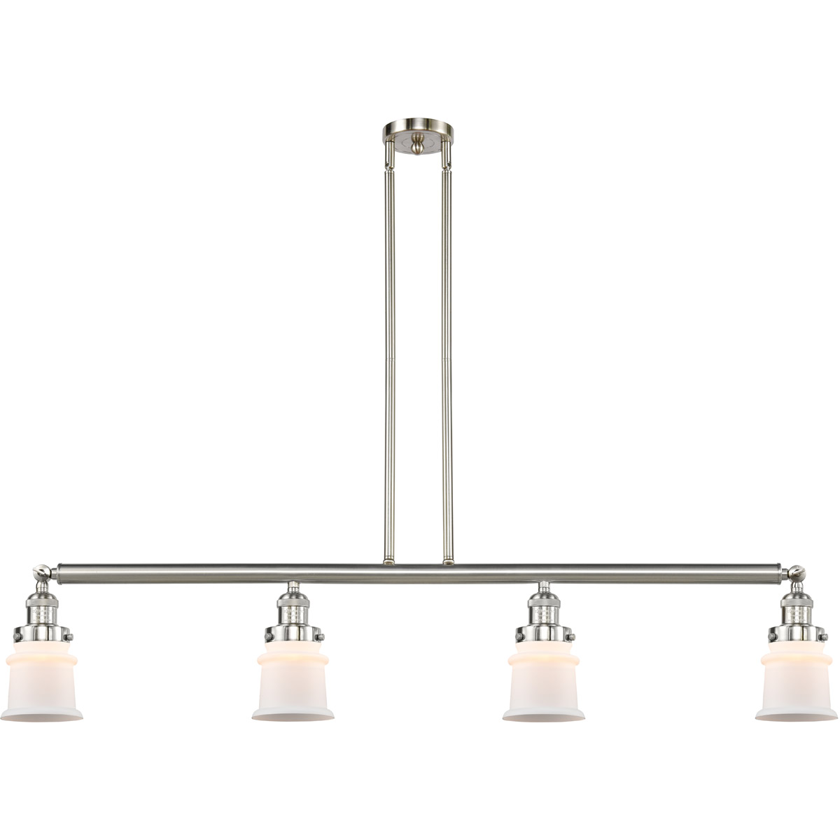 Franklin Restoration Small Canton 4 Light 50.63 inch Brushed Satin Nickel Island Light Ceiling Light in Matte White Glass, Franklin Restoration