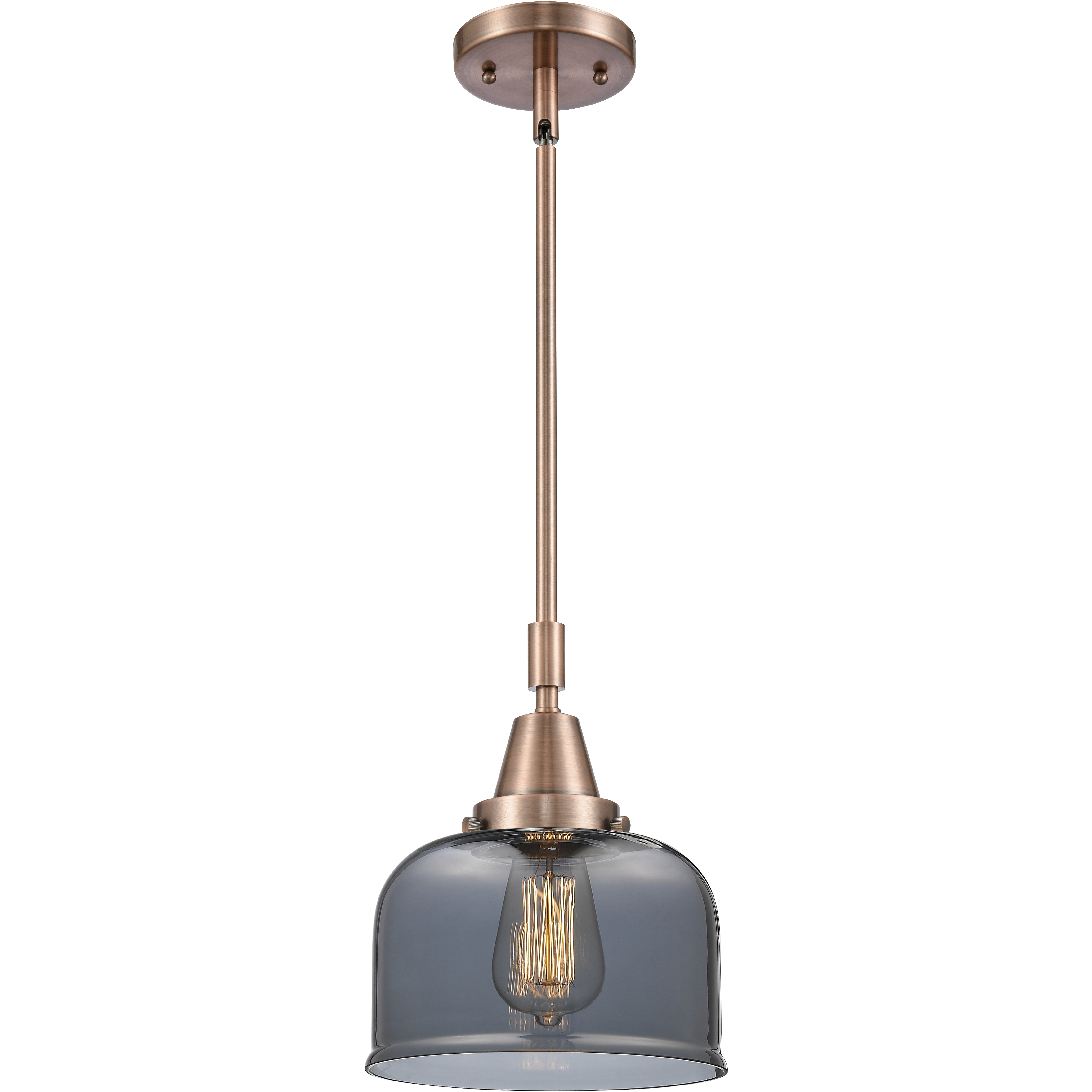 Franklin Restoration X-Large Bell 1 Light 12 inch Antique Copper Mini Pendant Ceiling Light in Light Smoke Glass