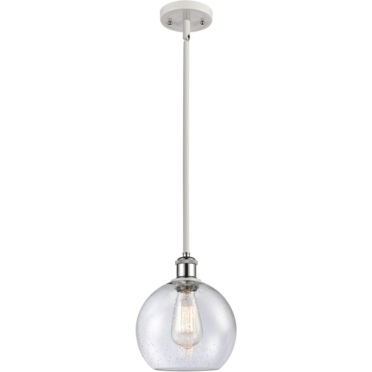 Ballston Athens LED 8 inch White and Polished Chrome Pendant Ceiling Light in Seedy Glass, Ballston