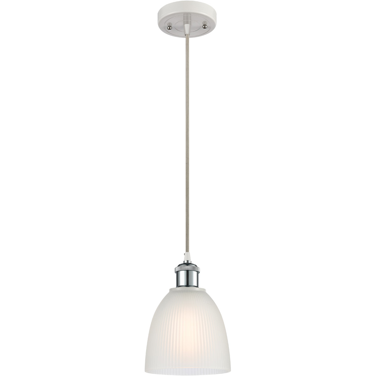 Ballston Castile LED 6 inch White and Polished Chrome Mini Pendant Ceiling Light in White Glass, Ballston