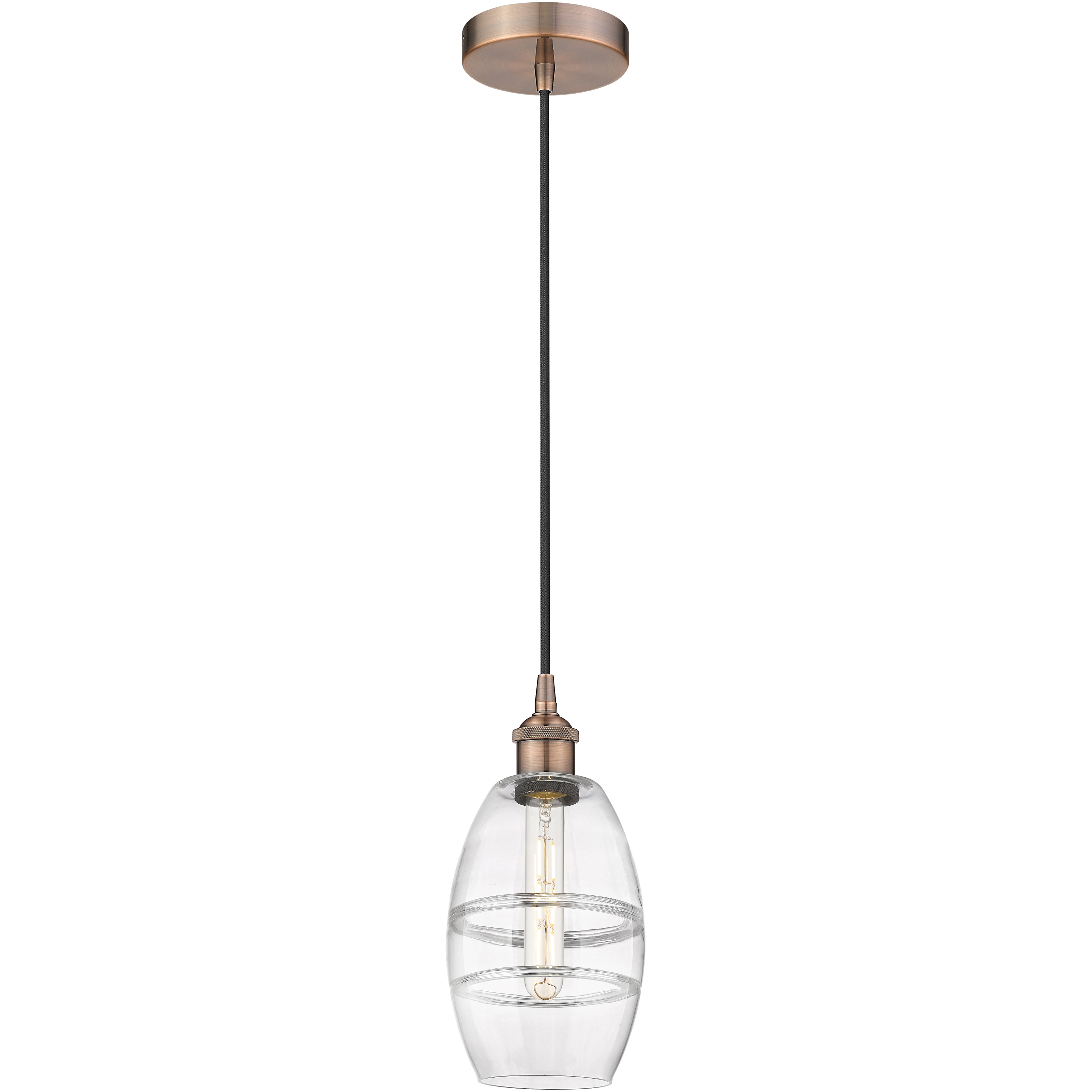 Edison Vaz 1 Light 5.88 inch Antique Copper Cord Hung Mini Pendant Ceiling Light