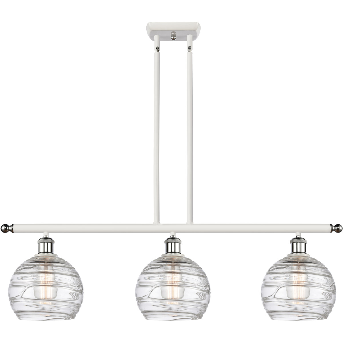 Ballston Deco Swirl 3 Light 36 inch White and Polished Chrome Island Light Ceiling Light, Ballston
