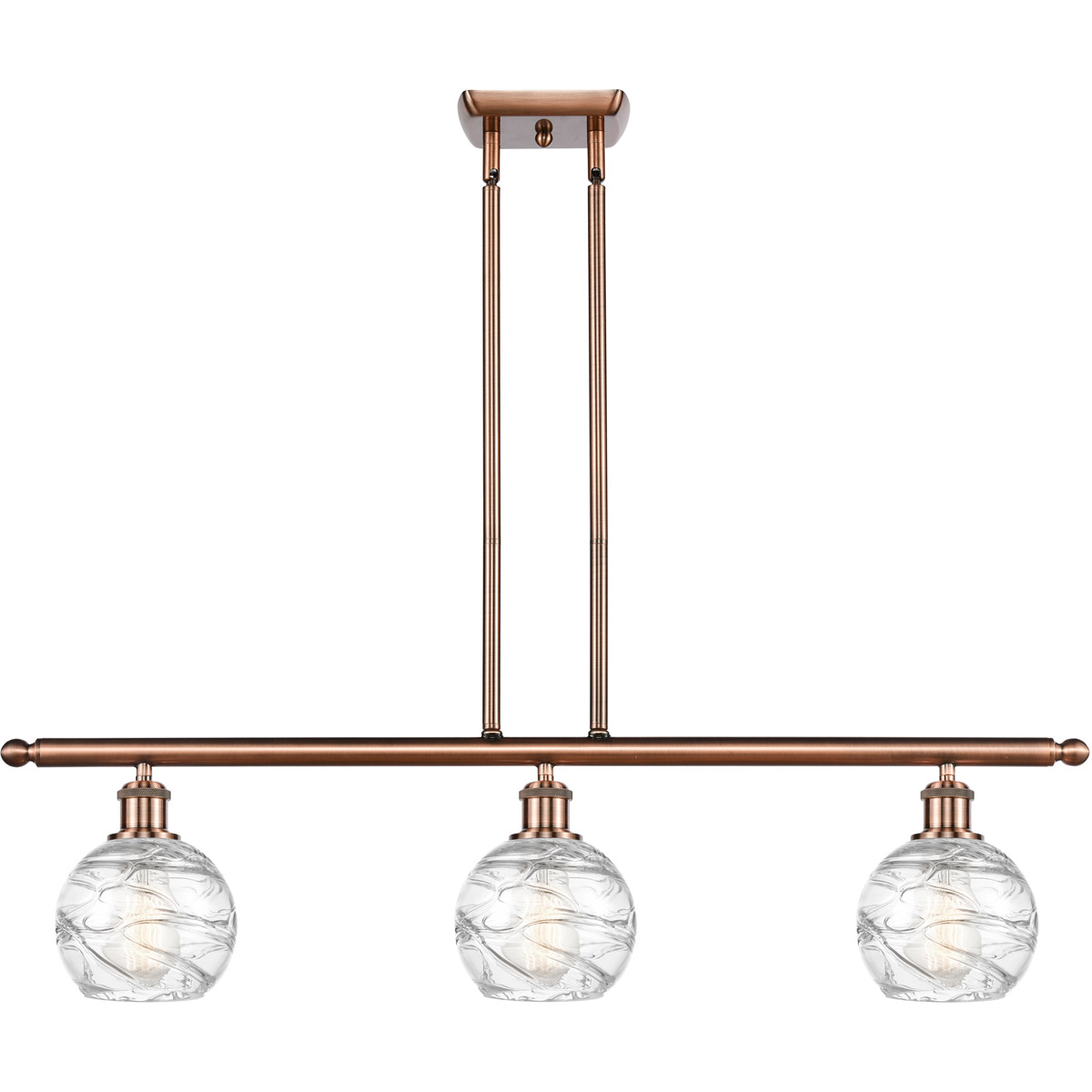 Ballston Small Deco Swirl LED 36 inch Antique Copper Island Light Ceiling Light, Ballston