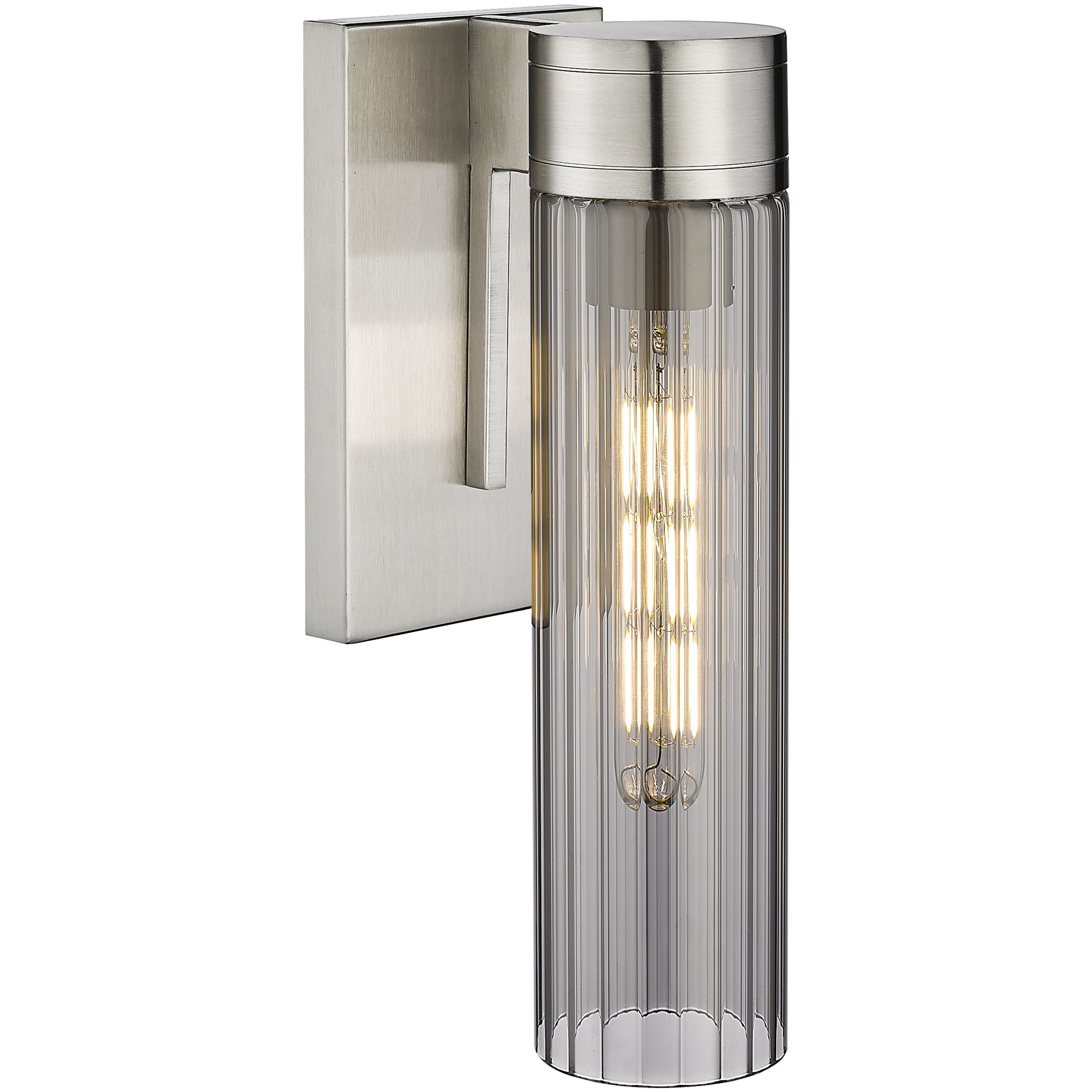 Empire 1 Light 3.13 inch Satin Nickel Sconce Wall Light in Light Smoke Glass