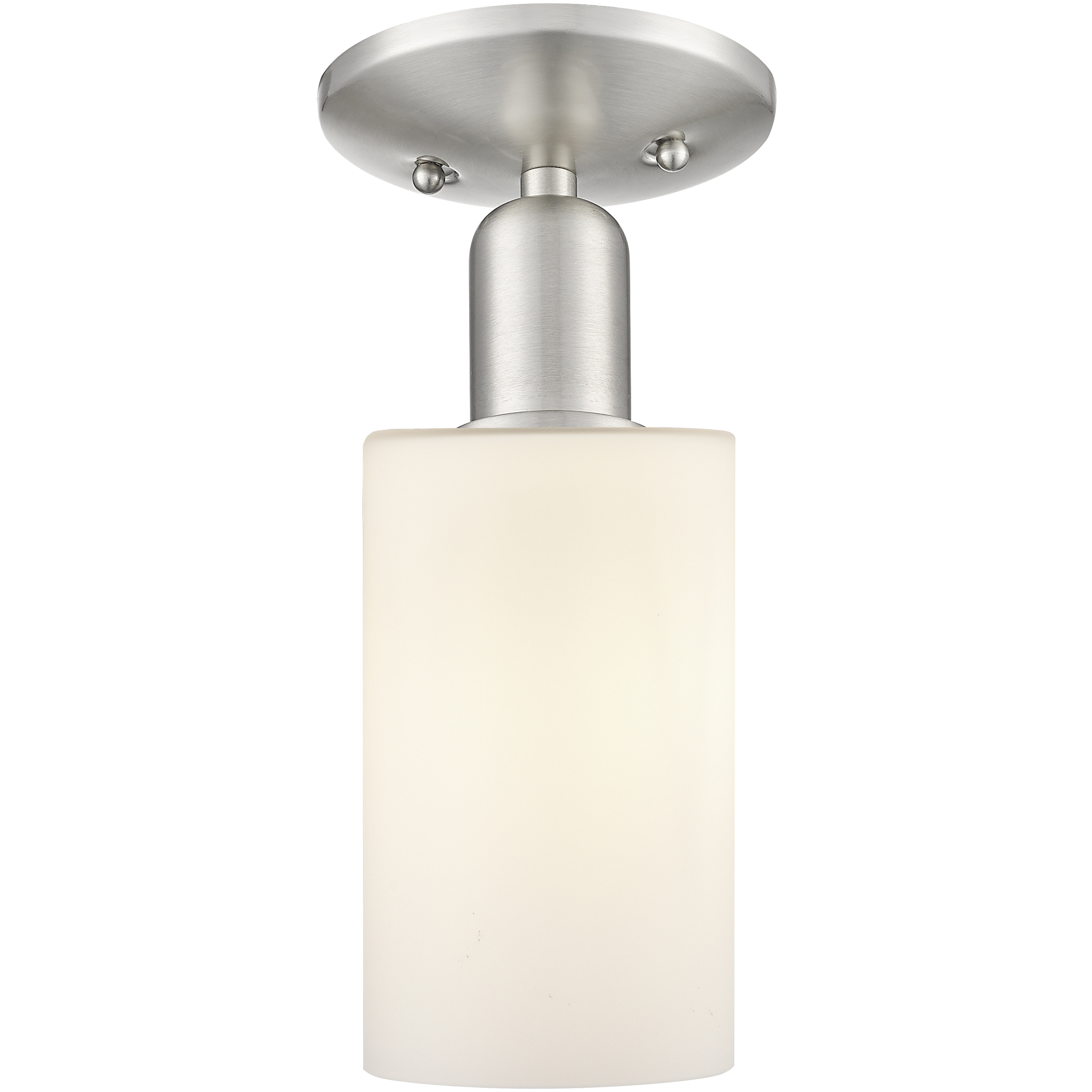 Arcadia Clymer 1 Light 4.88 inch Brushed Satin Nickel Semi-Flush Mount Ceiling Light in Matte White