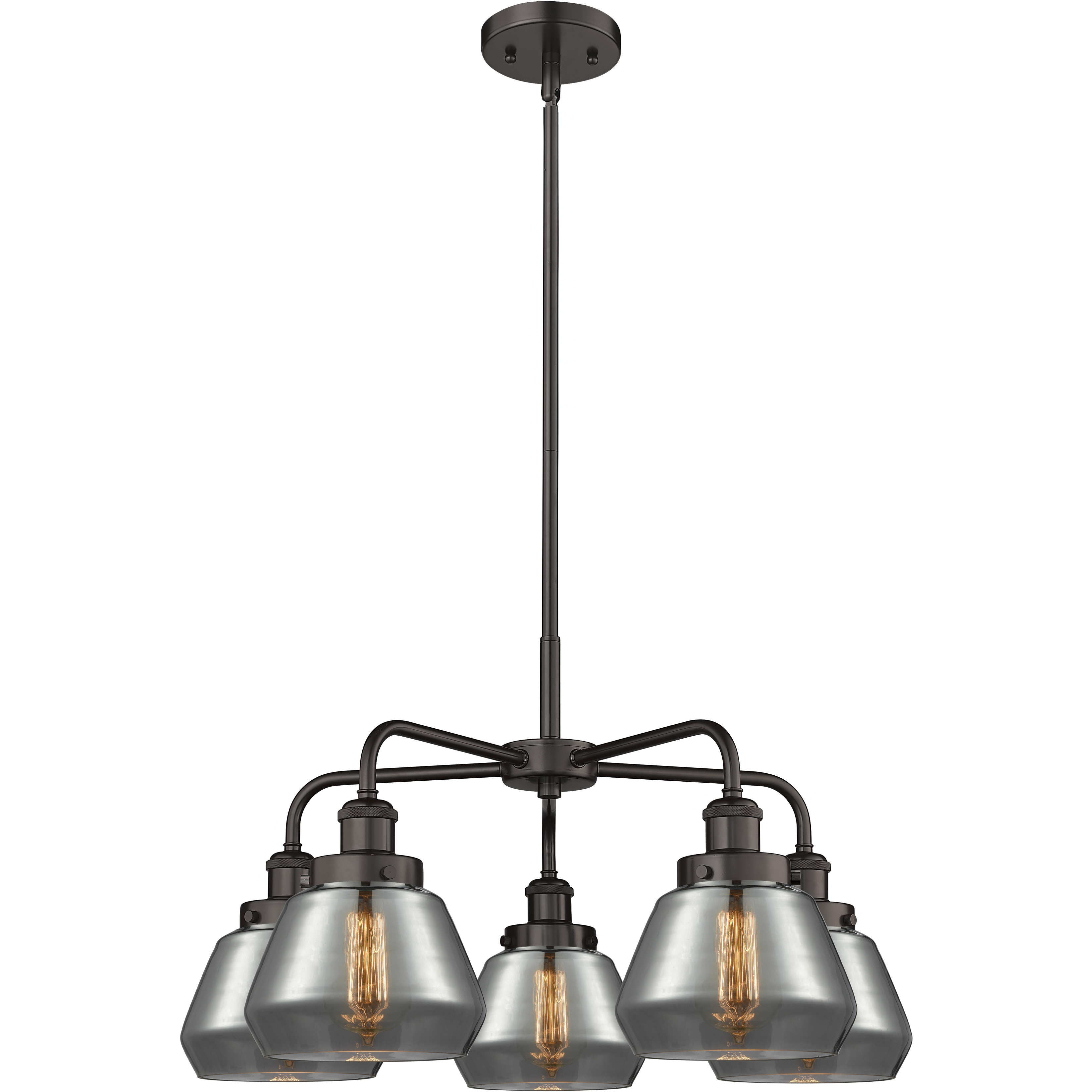 Fulton 5 Light 24.5 inch Oil Rubbed Bronze Chandelier Ceiling Light in Light Smoke Glass