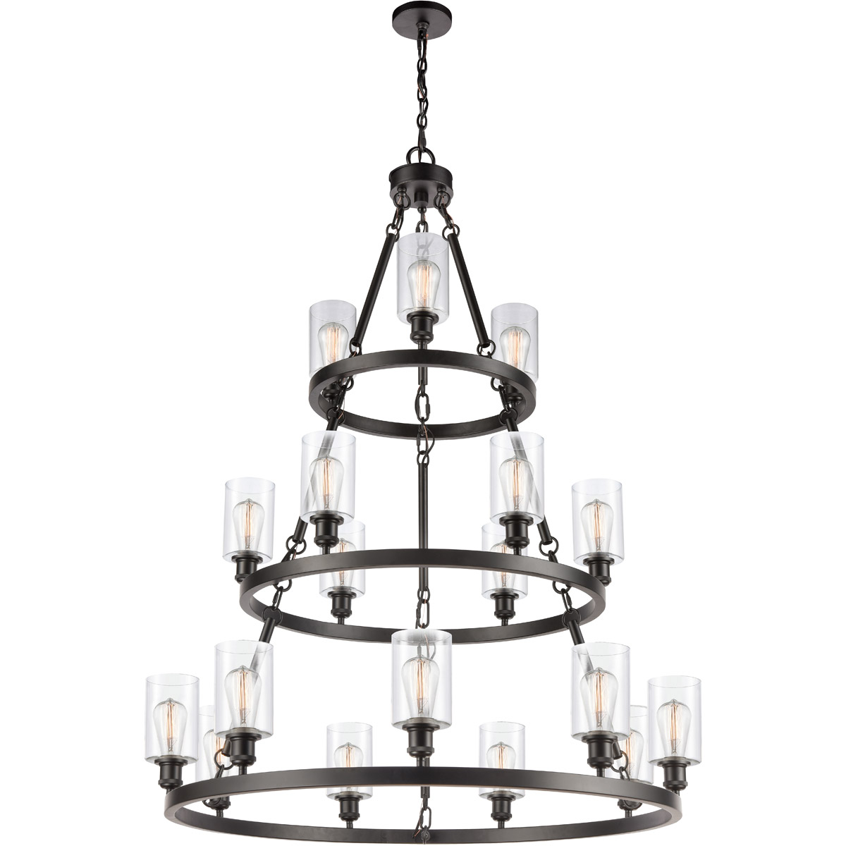 Ballston Saloon LED 40 inch Matte Black Chandelier Ceiling Light in Clear Glass, Ballston