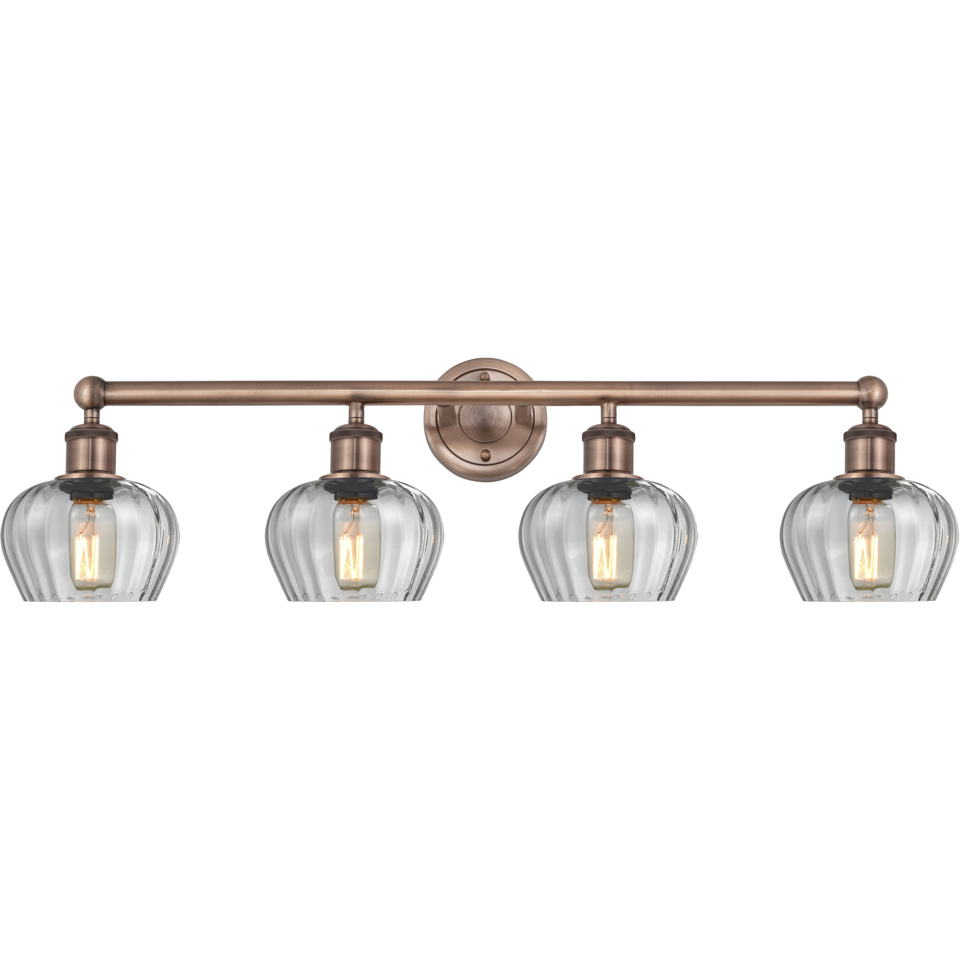 Fenton 4 Light 33.5 inch Antique Copper Bath Vanity Light Wall Light in Clear