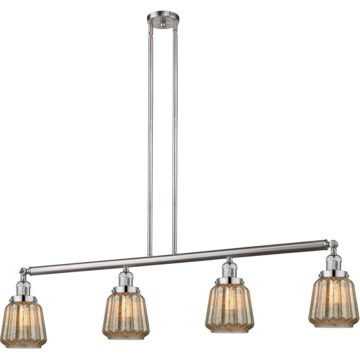 Franklin Restoration Chatham 4 Light 50.88 inch Brushed Satin Nickel Island Light Ceiling Light in Mercury Glass, Franklin Restoration