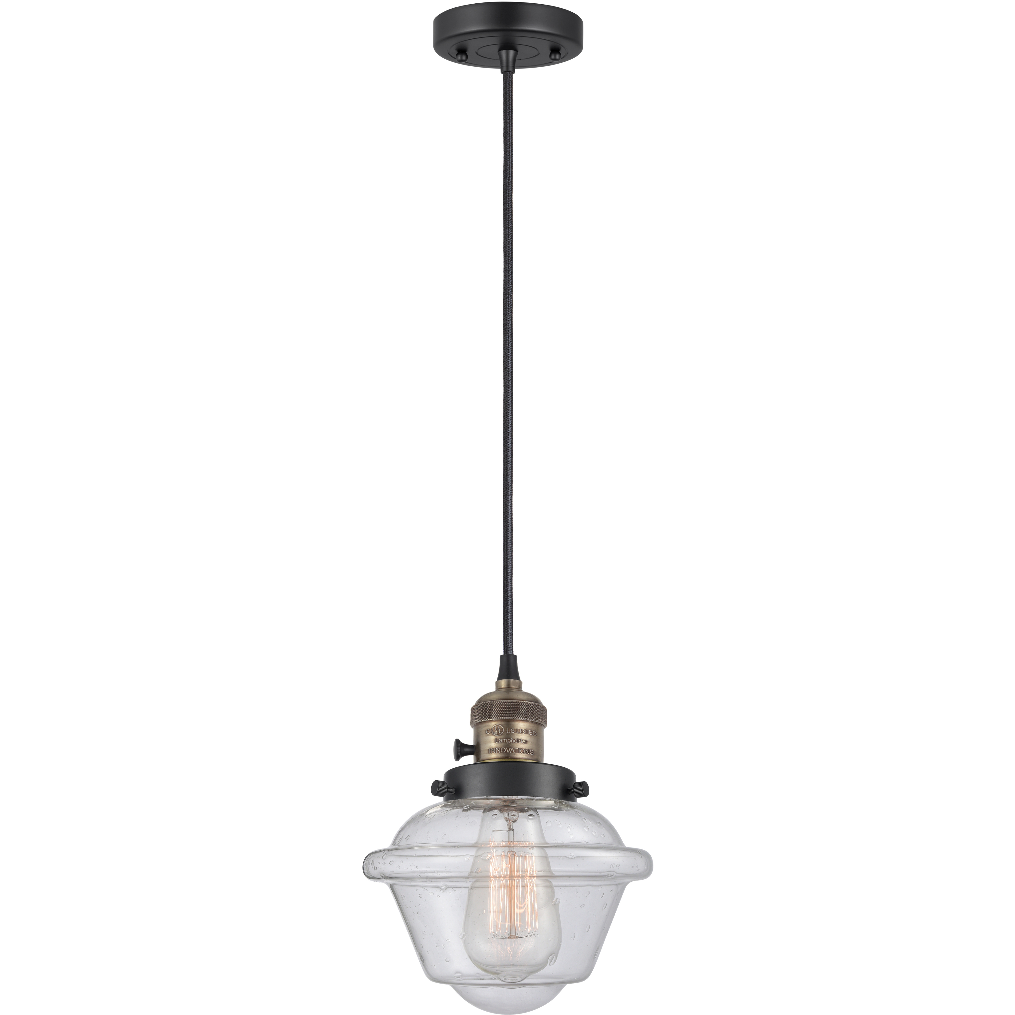 Franklin Restoration Oxford 1 Light 7.5 inch Black Antique Brass Mini Pendant Ceiling Light in Incandescent, Seedy