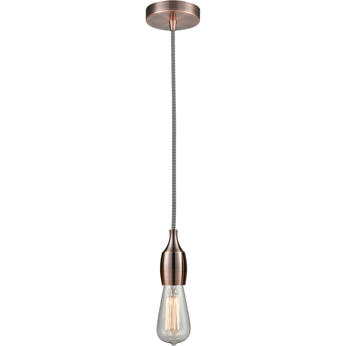 Chelsea Bare Bulb 1 Light 2 inch Antique Copper Mini Pendant Ceiling Light in Zebra, Chelsea