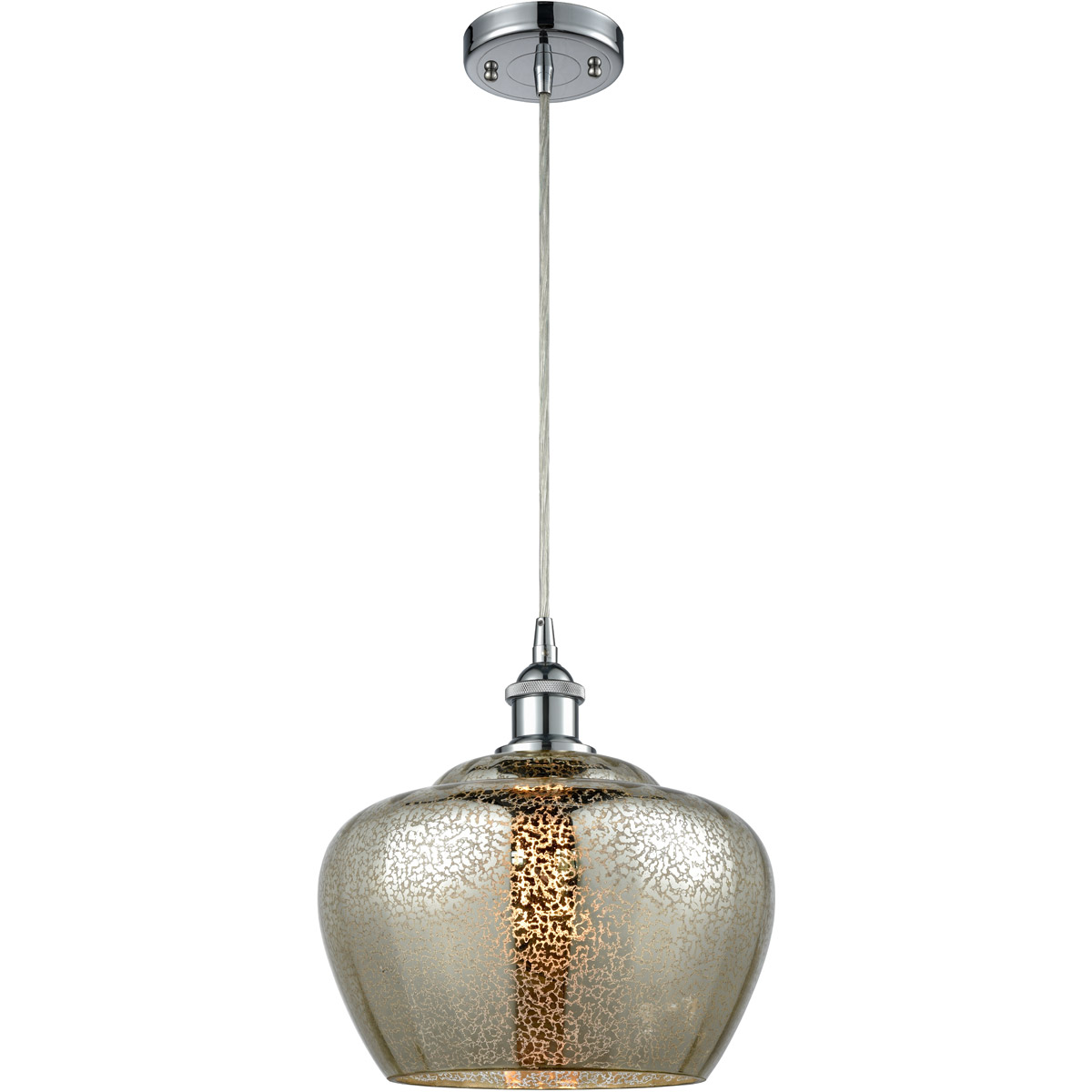 Ballston Large Fenton LED 11 inch Polished Chrome Mini Pendant Ceiling Light in Mercury Glass, Ballston