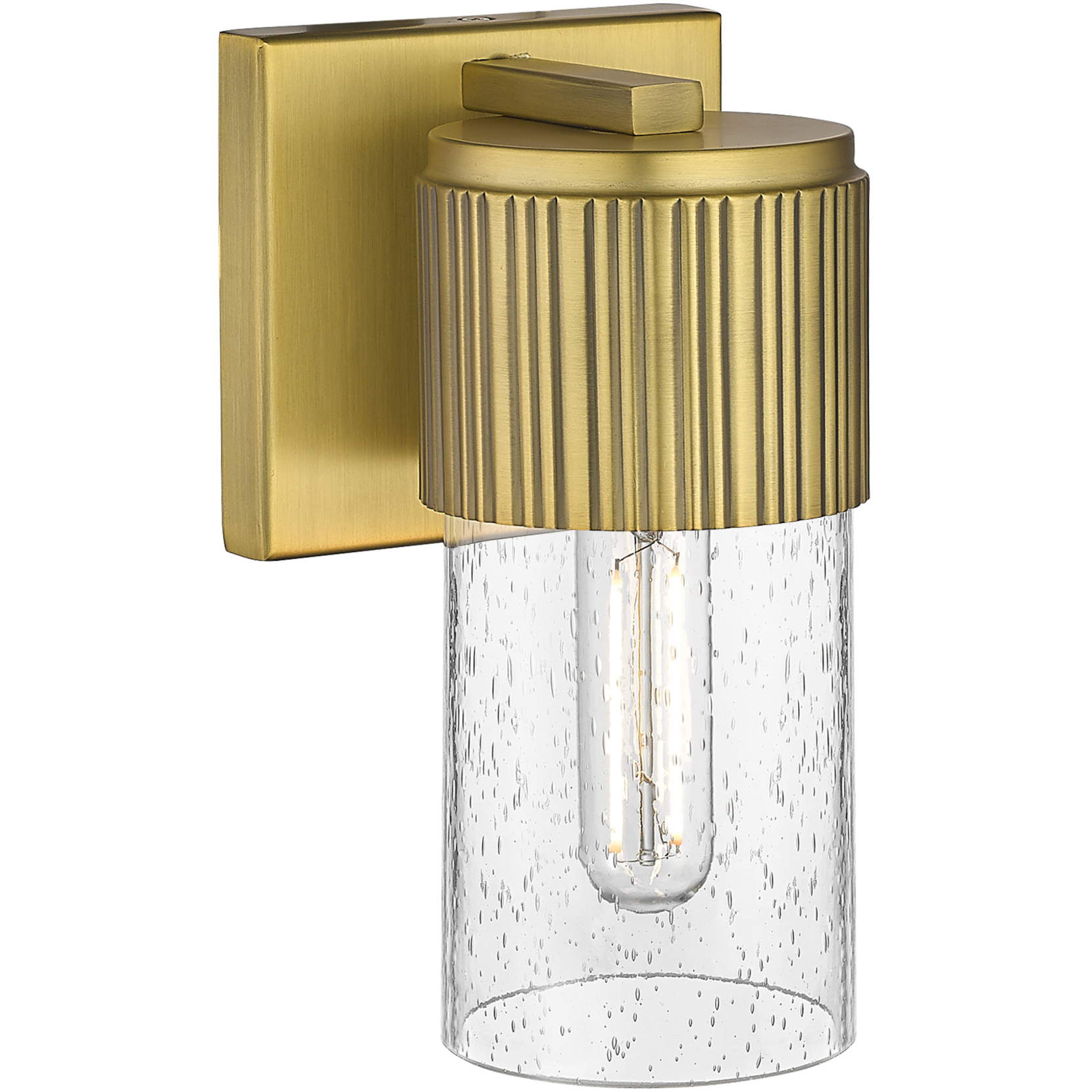 Bolivar 1 Light 4 inch Brushed Brass Sconce Wall Light in Seedy Glass