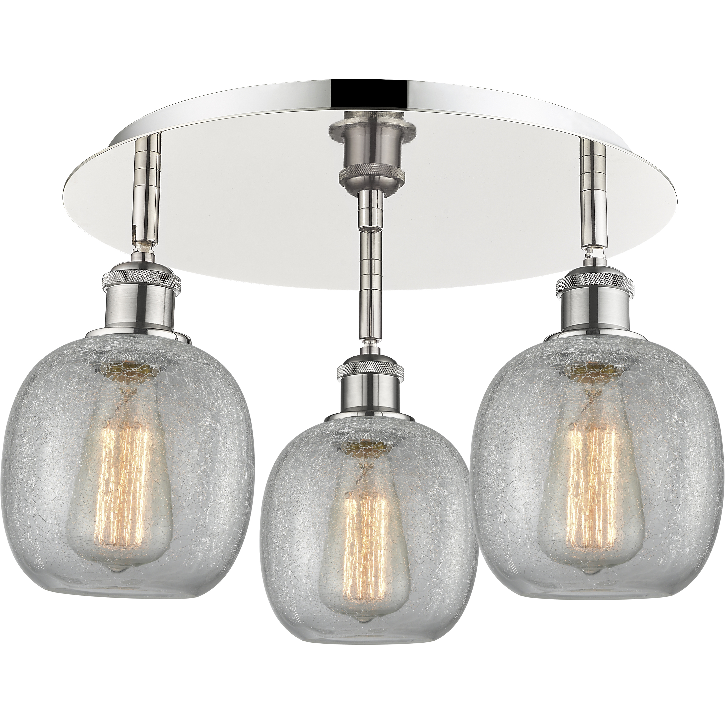 Belfast 3 Light 17.75 inch Polished Nickel Flush Mount Ceiling Light in Clear Crackle