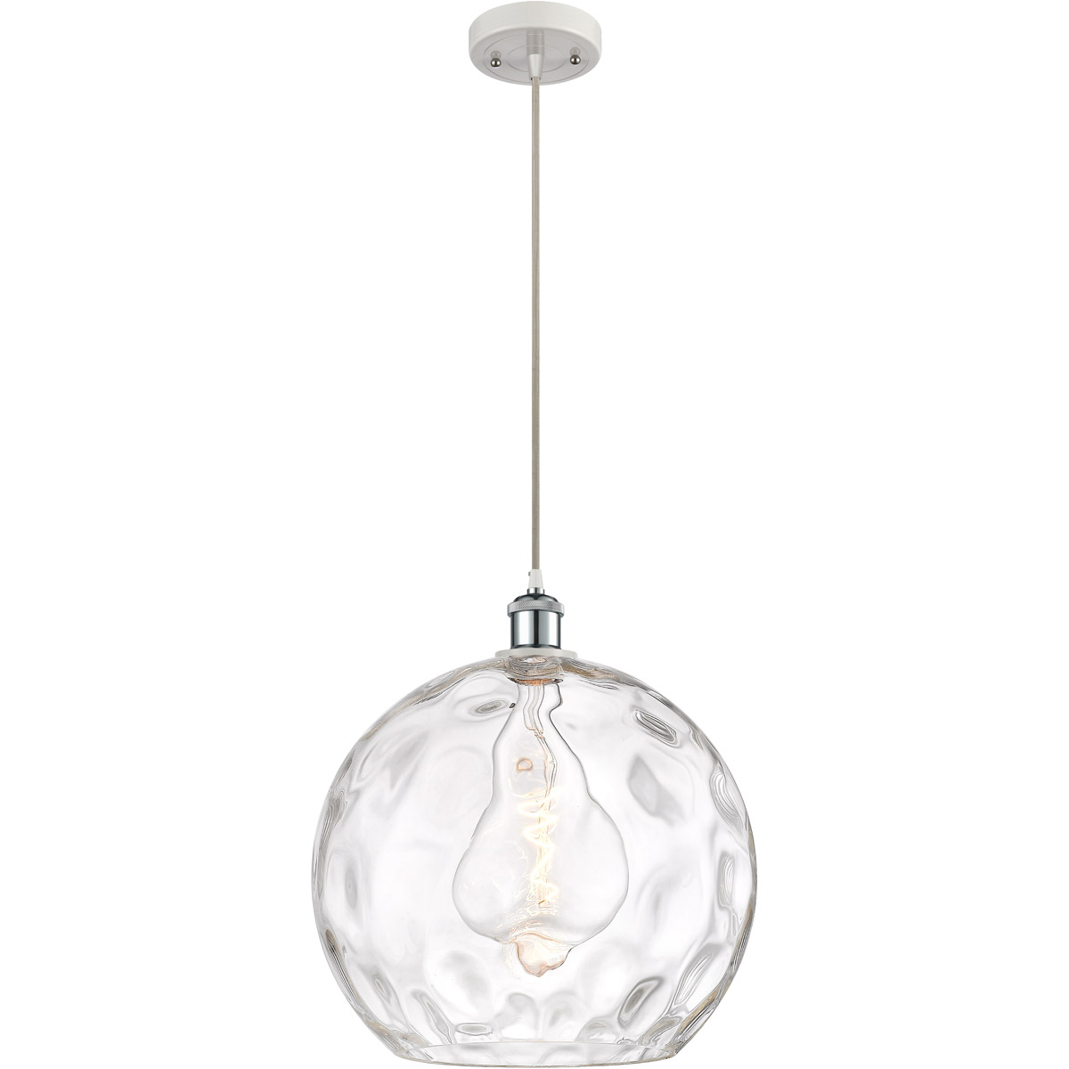 Ballston Athens Water Glass 1 Light 14 inch White and Polished Chrome Pendant Ceiling Light