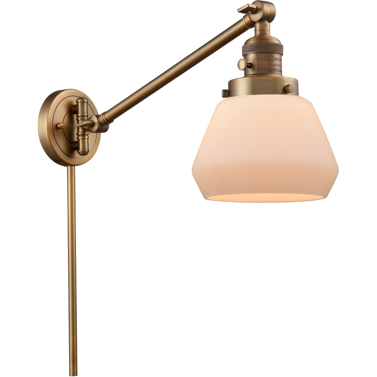 Fulton 35 inch 3.50 watt Brushed Brass Swing Arm Wall Light, Franklin Restoration