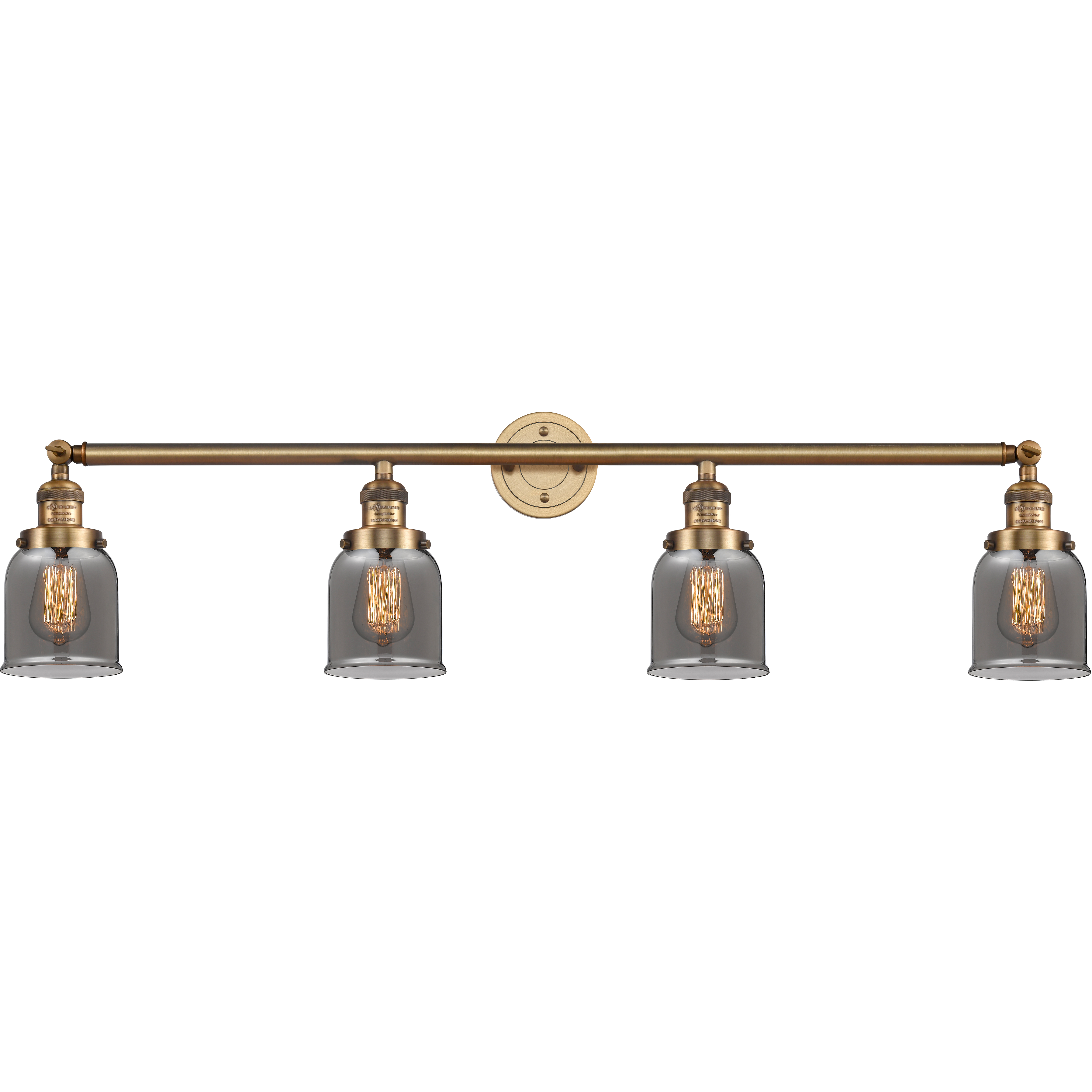 Franklin Restoration Small Bell LED 42 inch Brushed Brass Bath Vanity Light Wall Light in Plated Smoke Glass, Franklin Restoration