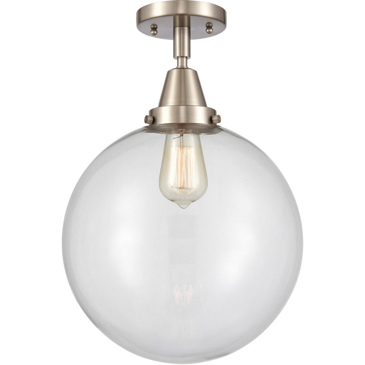 Beacon 1 Light 12 inch Brushed Satin Nickel Flush Mount Ceiling Light in Clear Glass