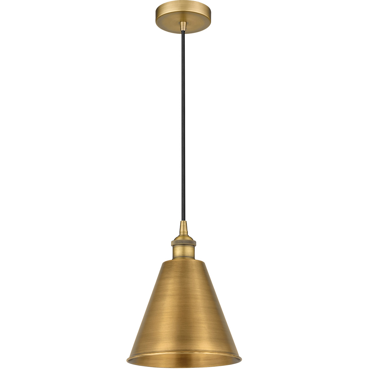 Edison Cone LED 8 inch Brushed Brass Mini Pendant Ceiling Light