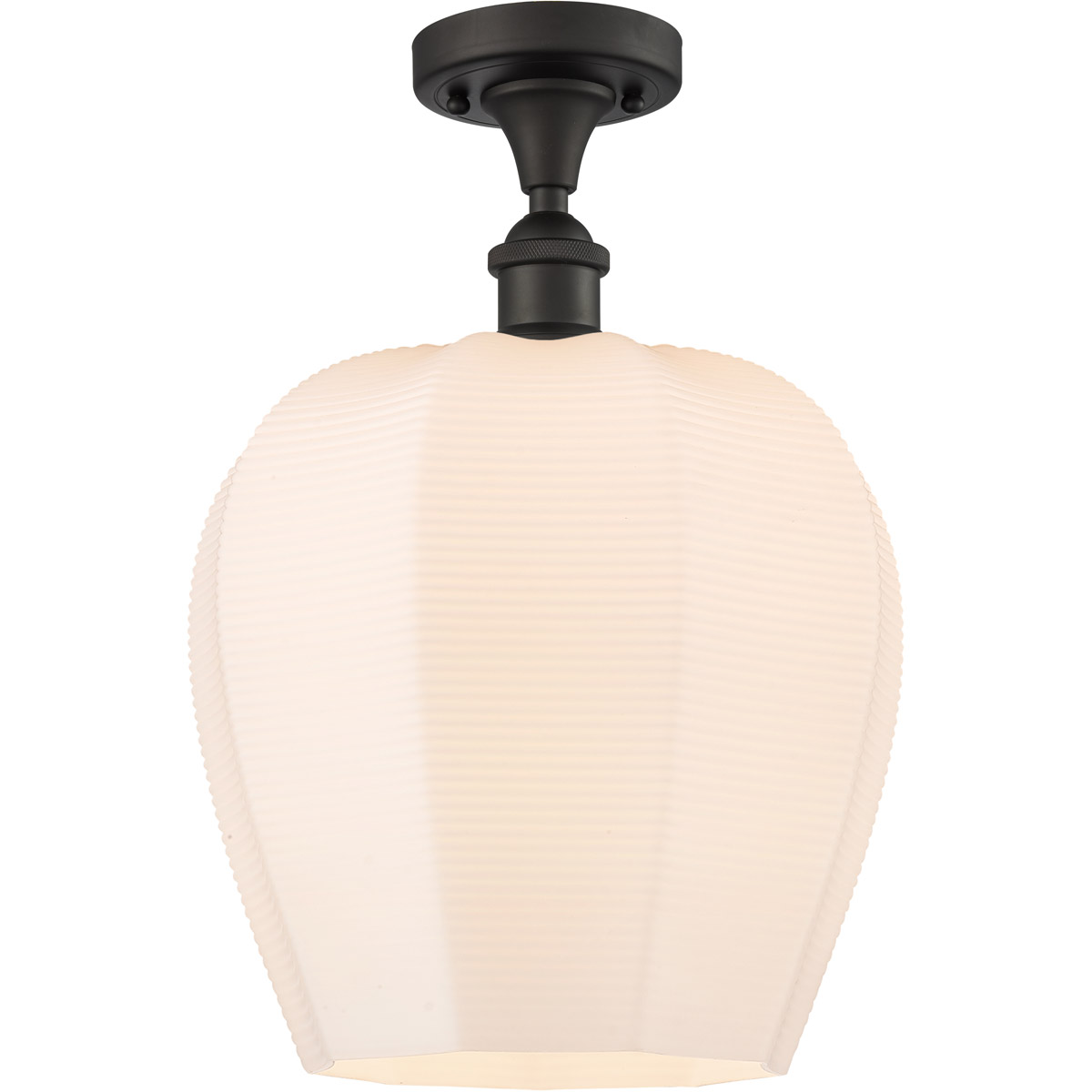 Ballston Norfolk 1 Light 12 inch Oil Rubbed Bronze Semi-Flush Mount Ceiling Light in Matte White Glass