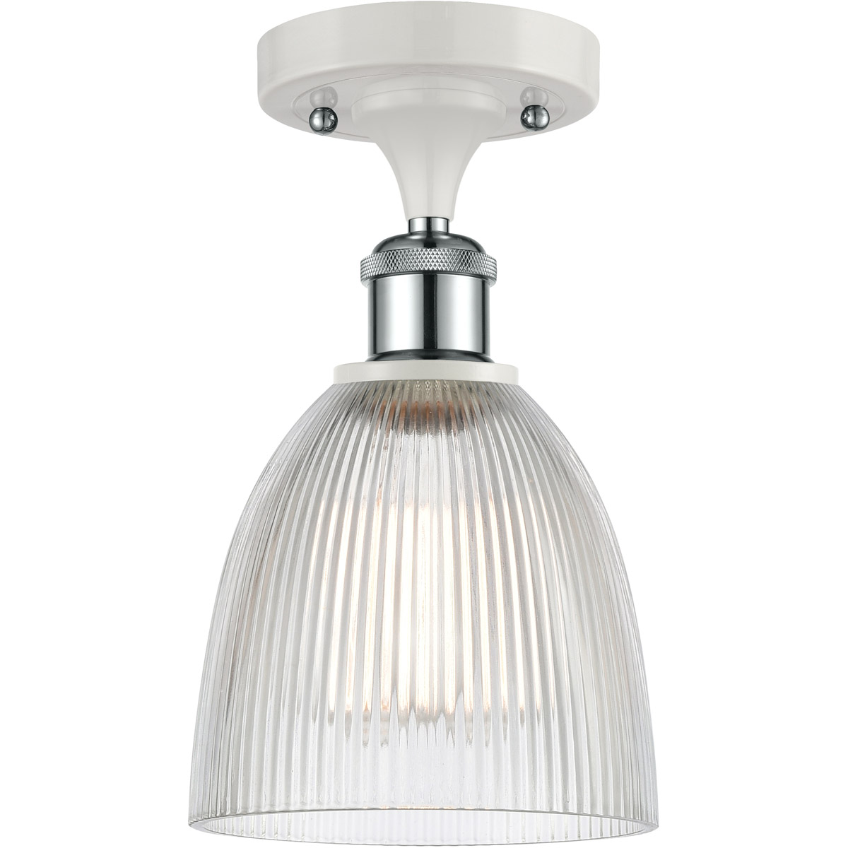 Ballston Castile LED 6 inch White and Polished Chrome Semi-Flush Mount Ceiling Light in Clear Glass, Ballston